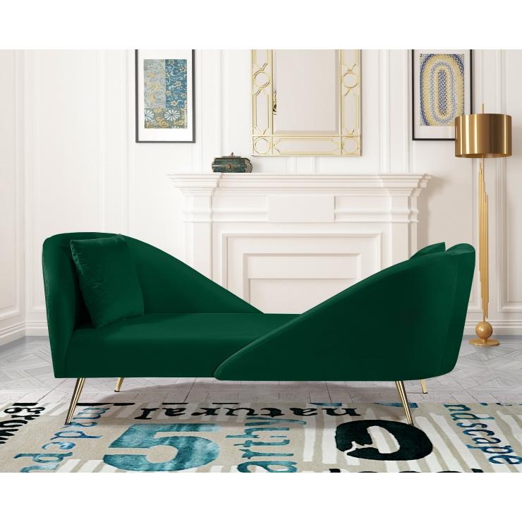 Meridian Nolan Green Velvet Chaise