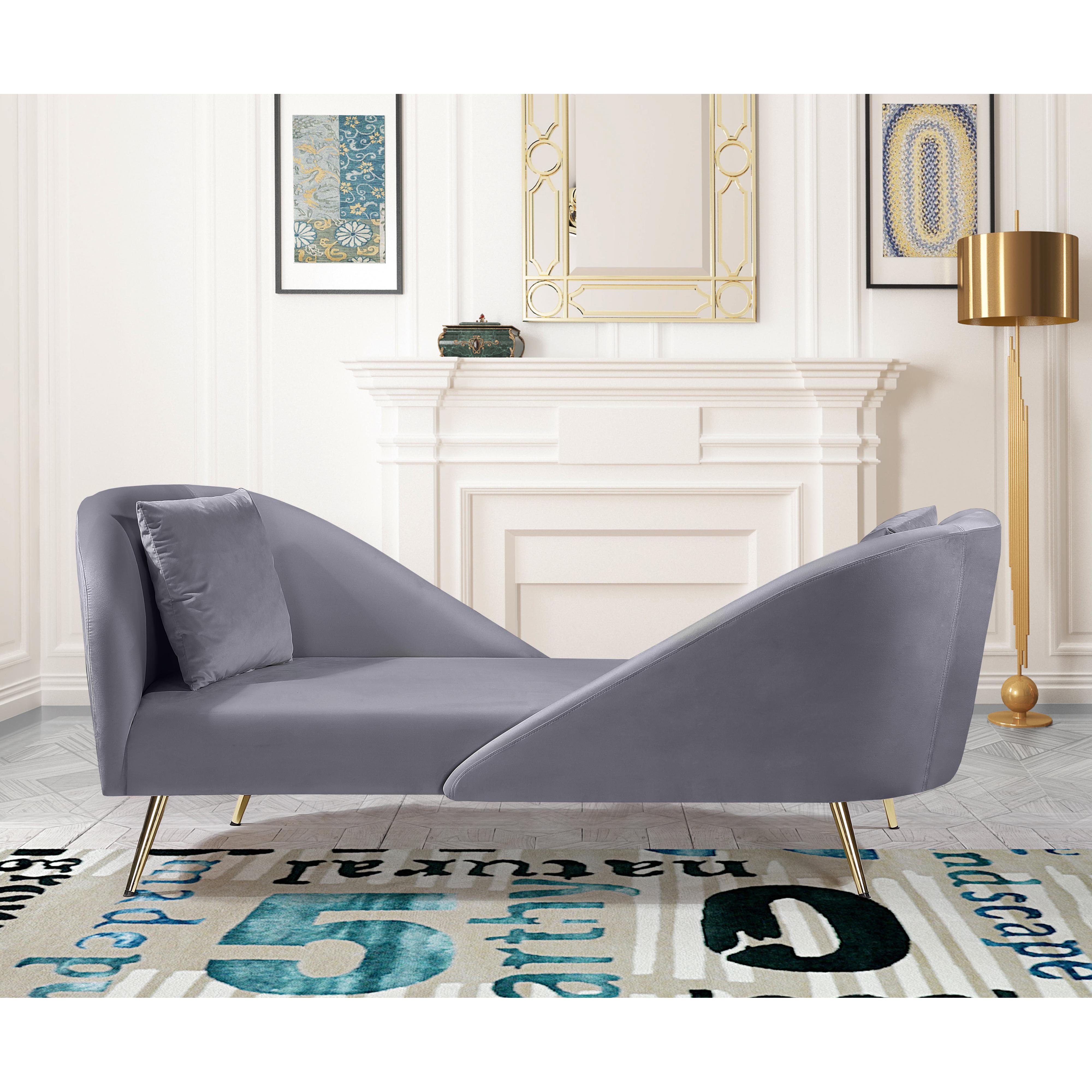 Meridian Nolan Grey Velvet Chaise