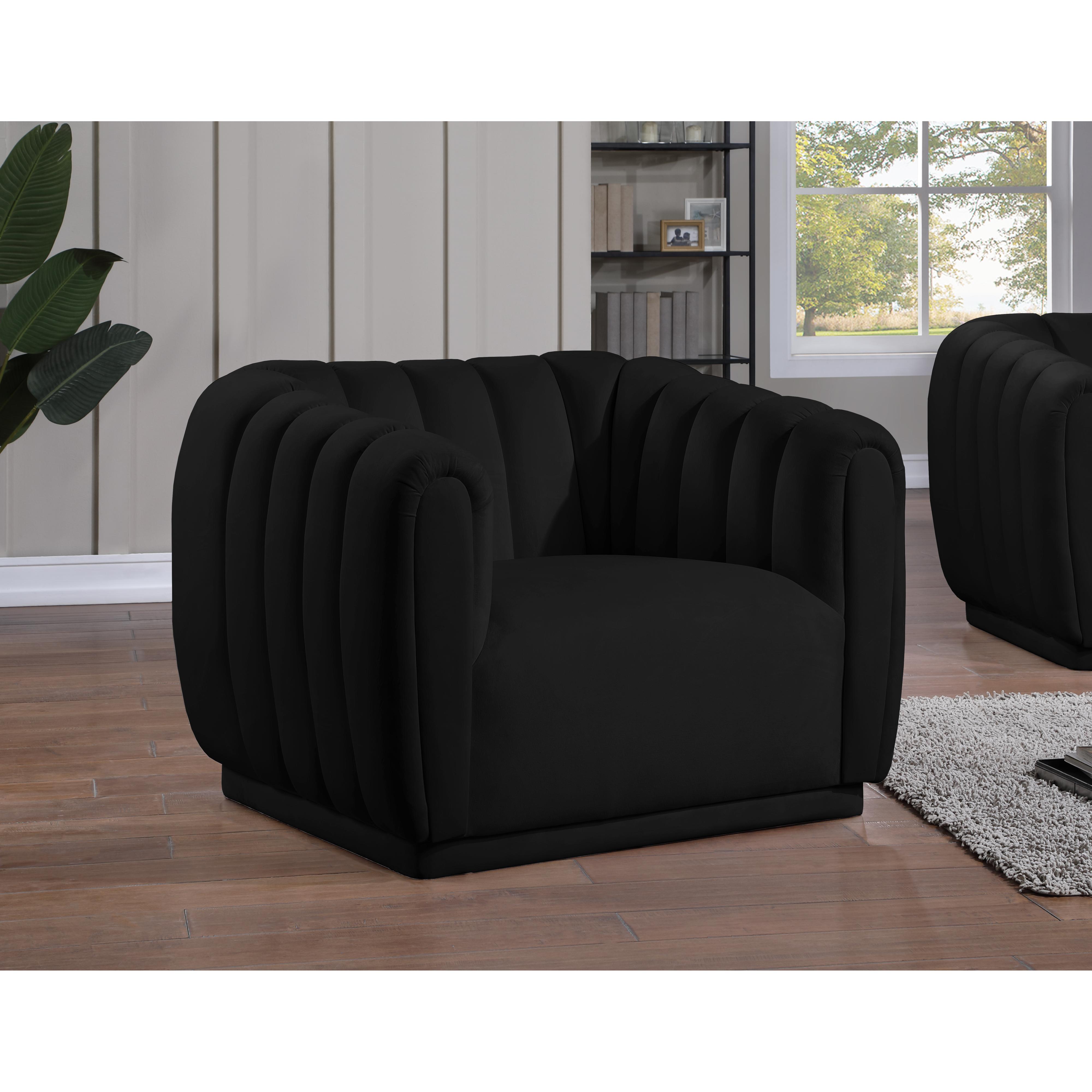 Meridian Dixie Black Velvet Chair