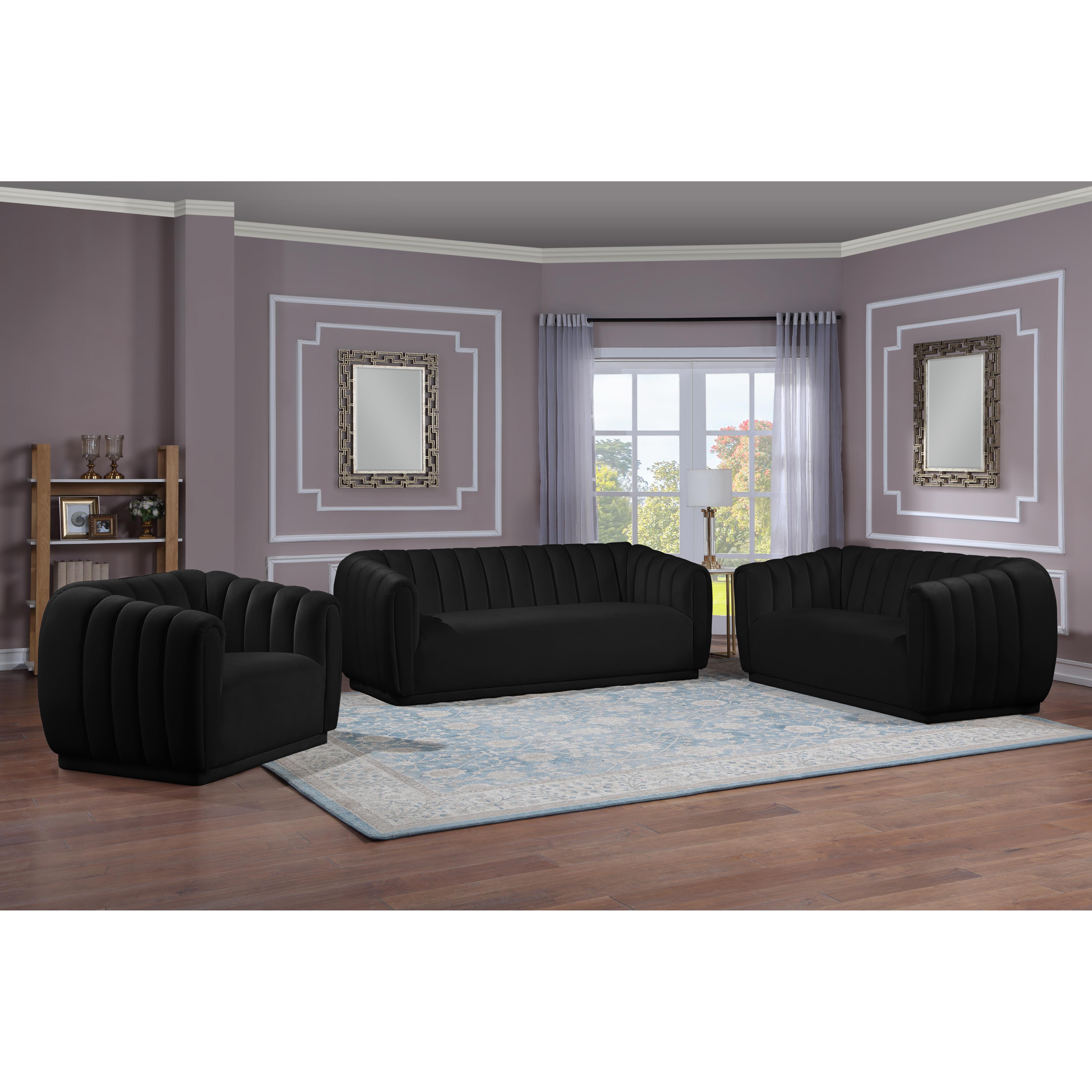 Meridian Dixie Black Velvet Chair