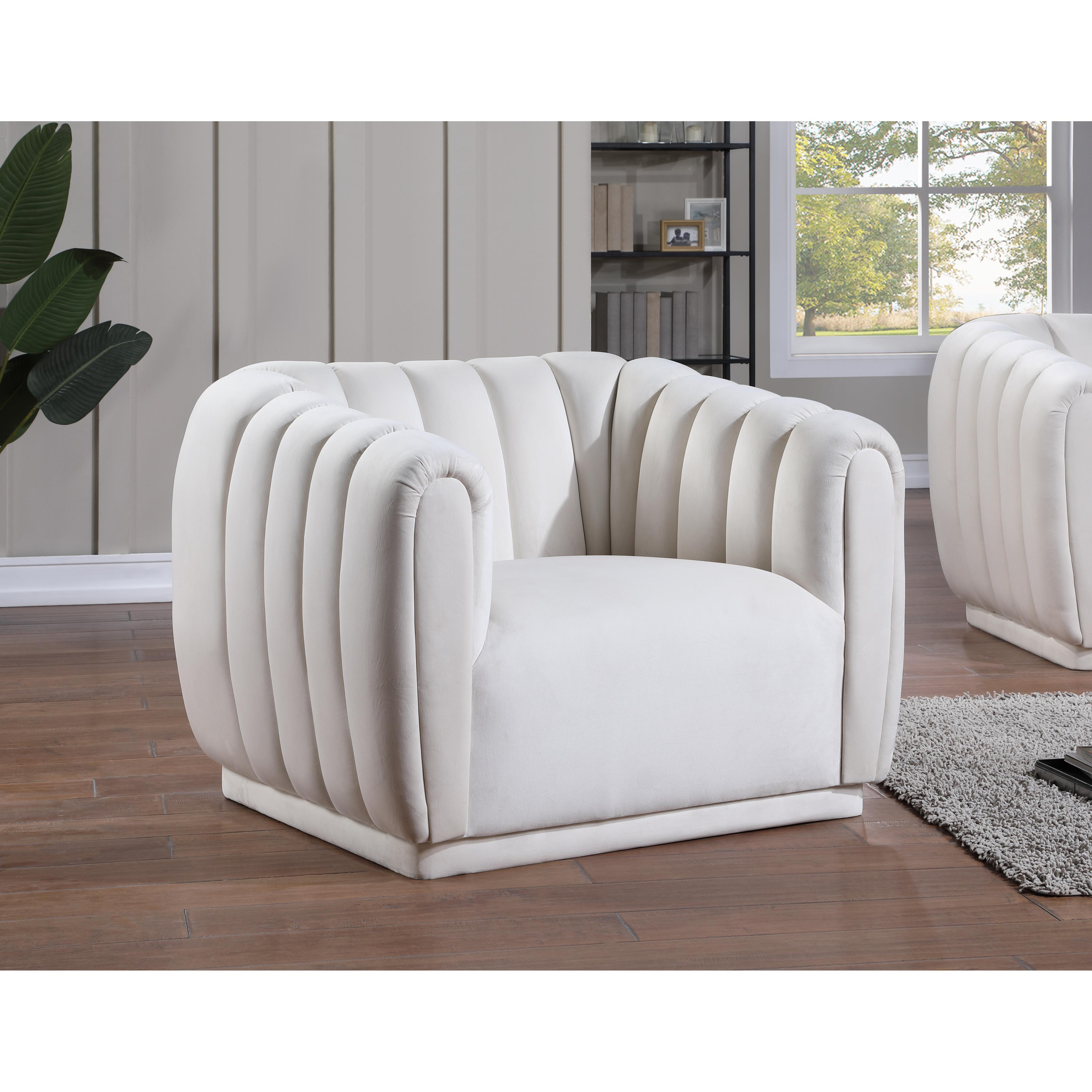 Meridian Dixie Cream Velvet Chair