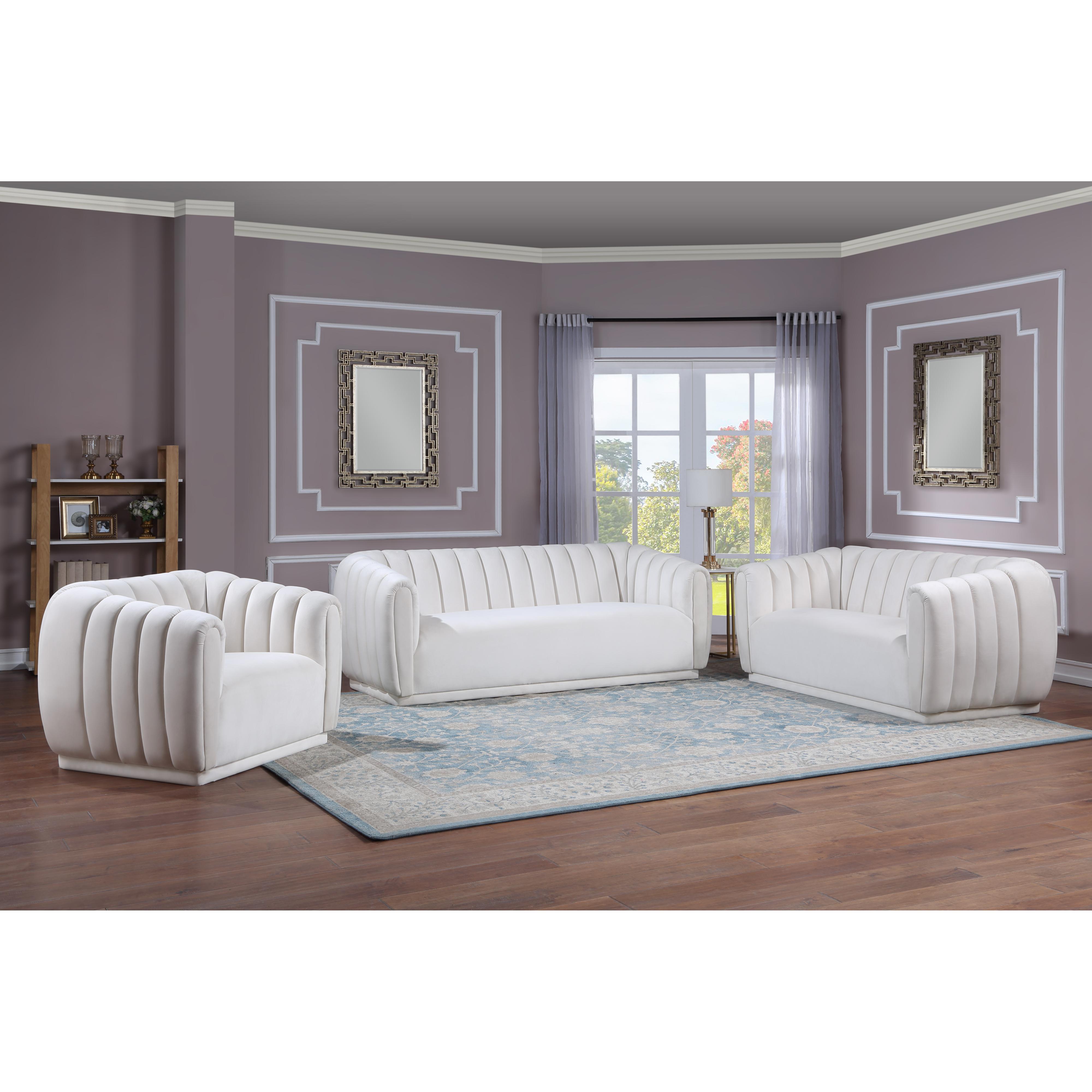 Meridian Dixie Cream Velvet Chair