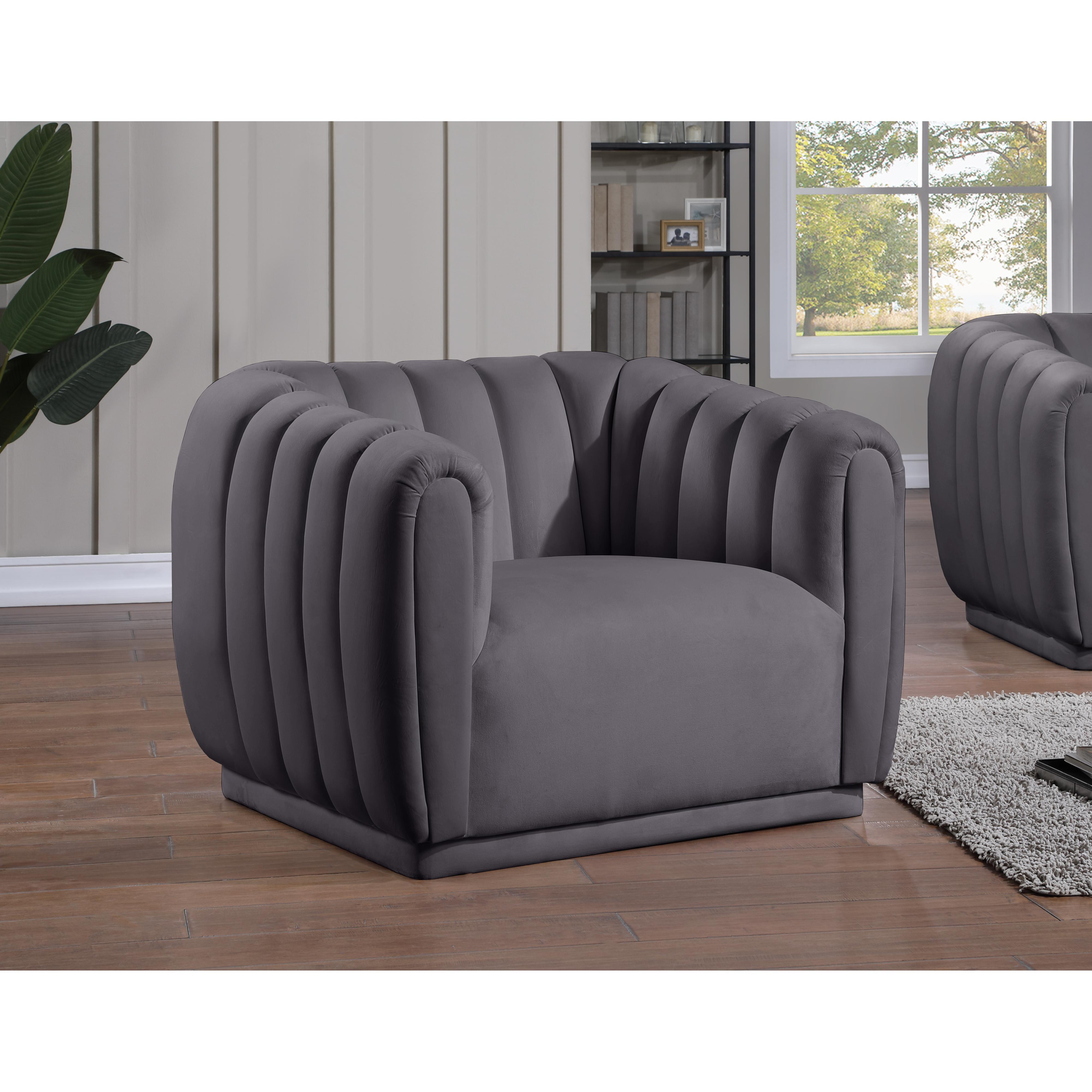 Meridian Dixie Grey Velvet Chair