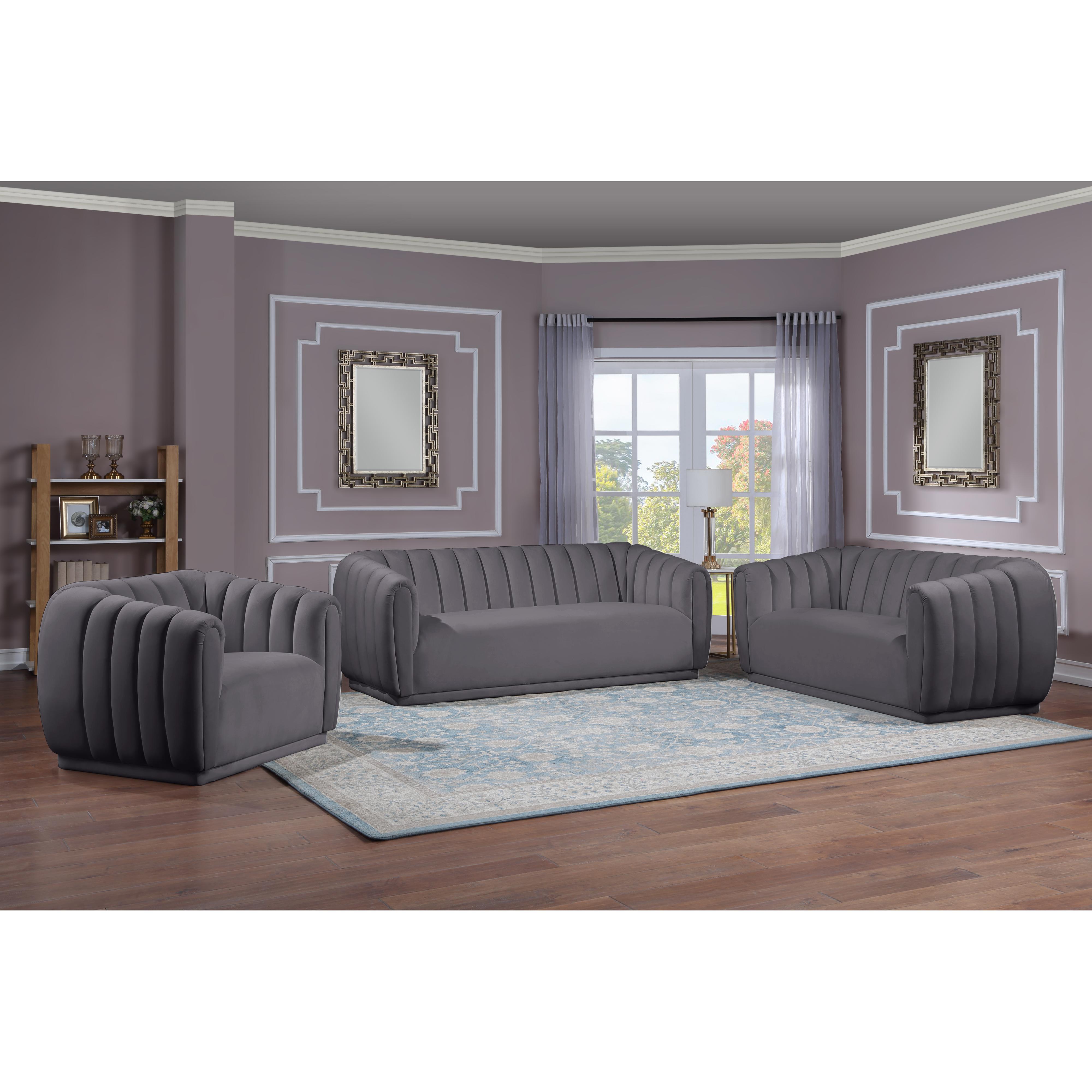Meridian Dixie Grey Velvet Chair