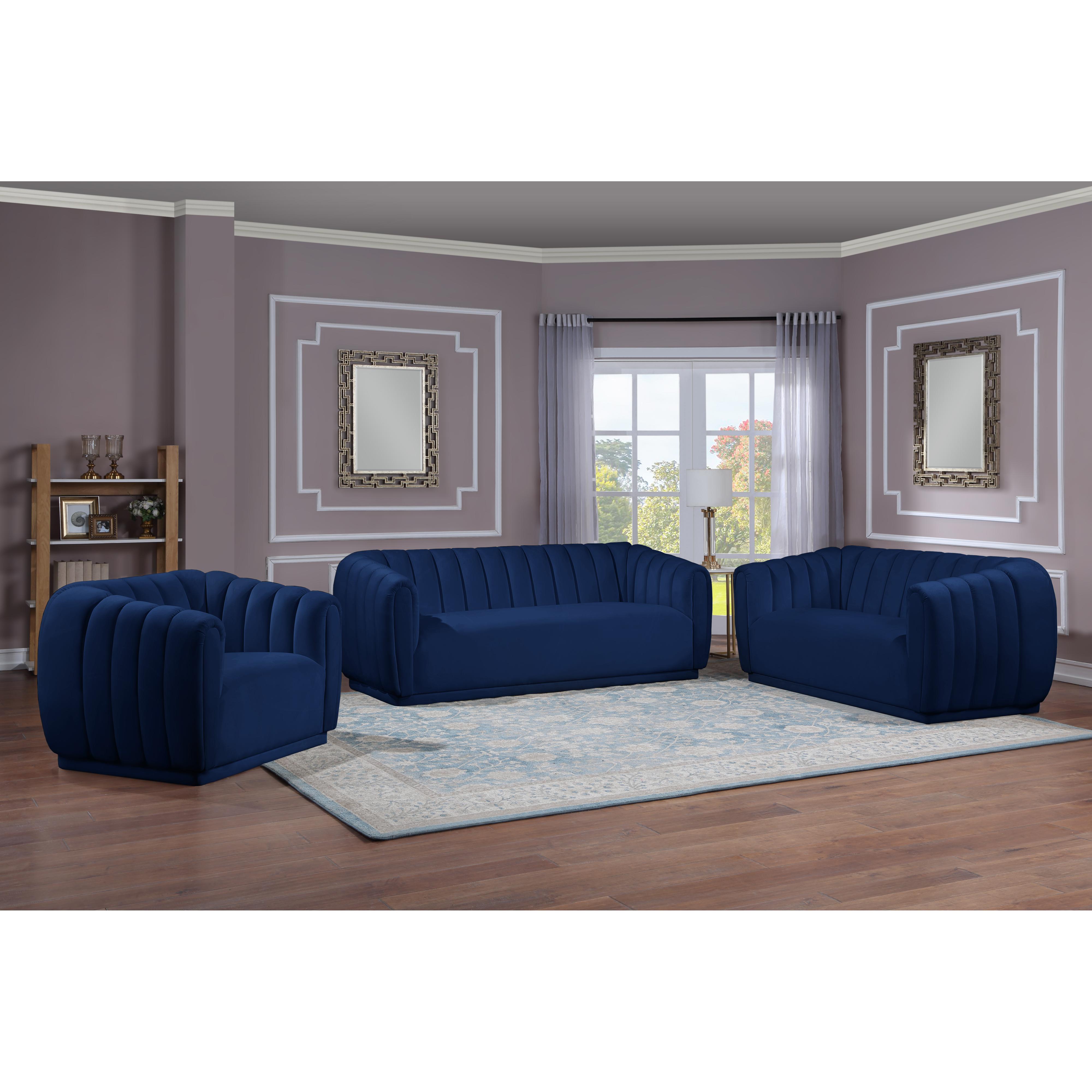 Meridian Dixie Navy Velvet Chair