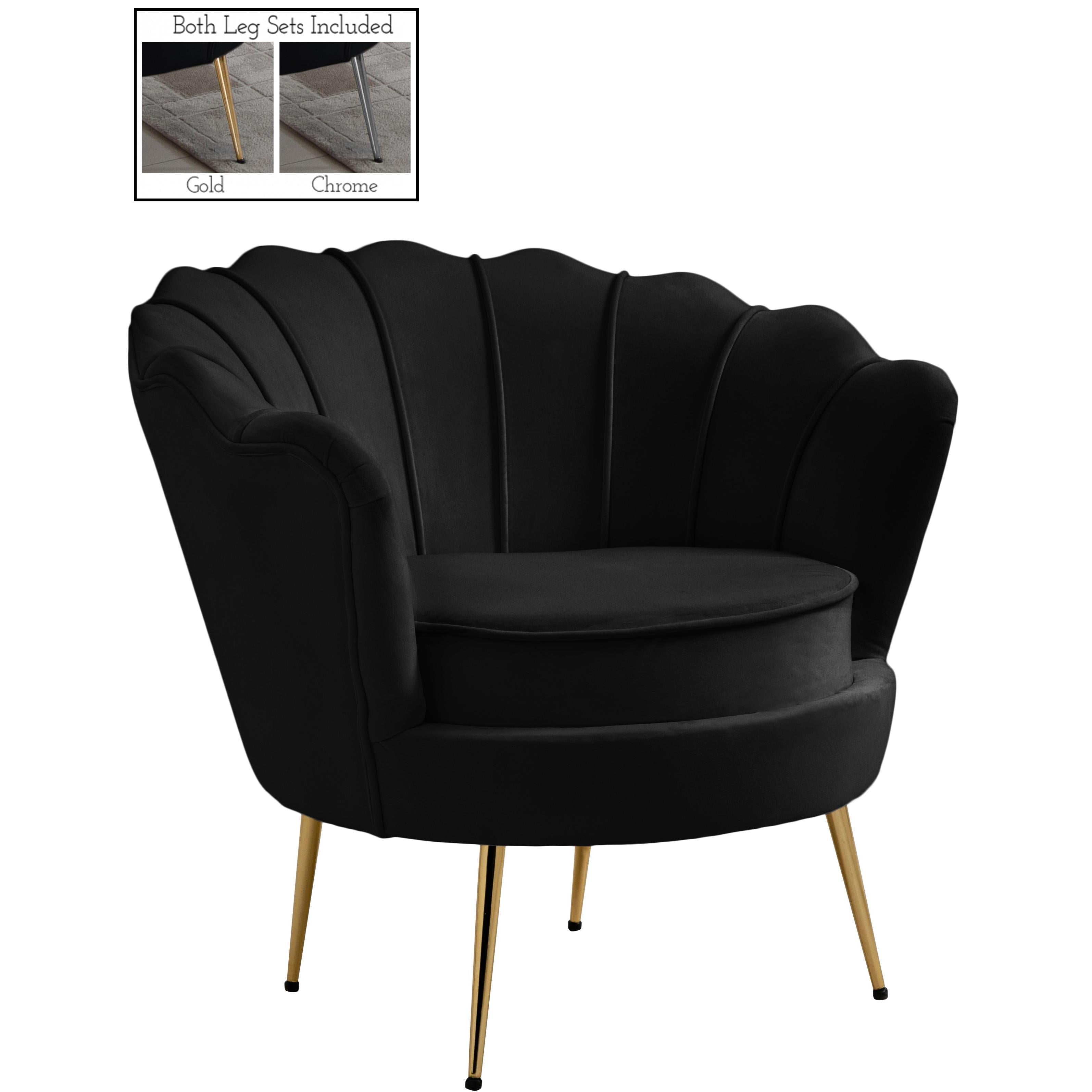 Meridian Gardenia Black Velvet Chair