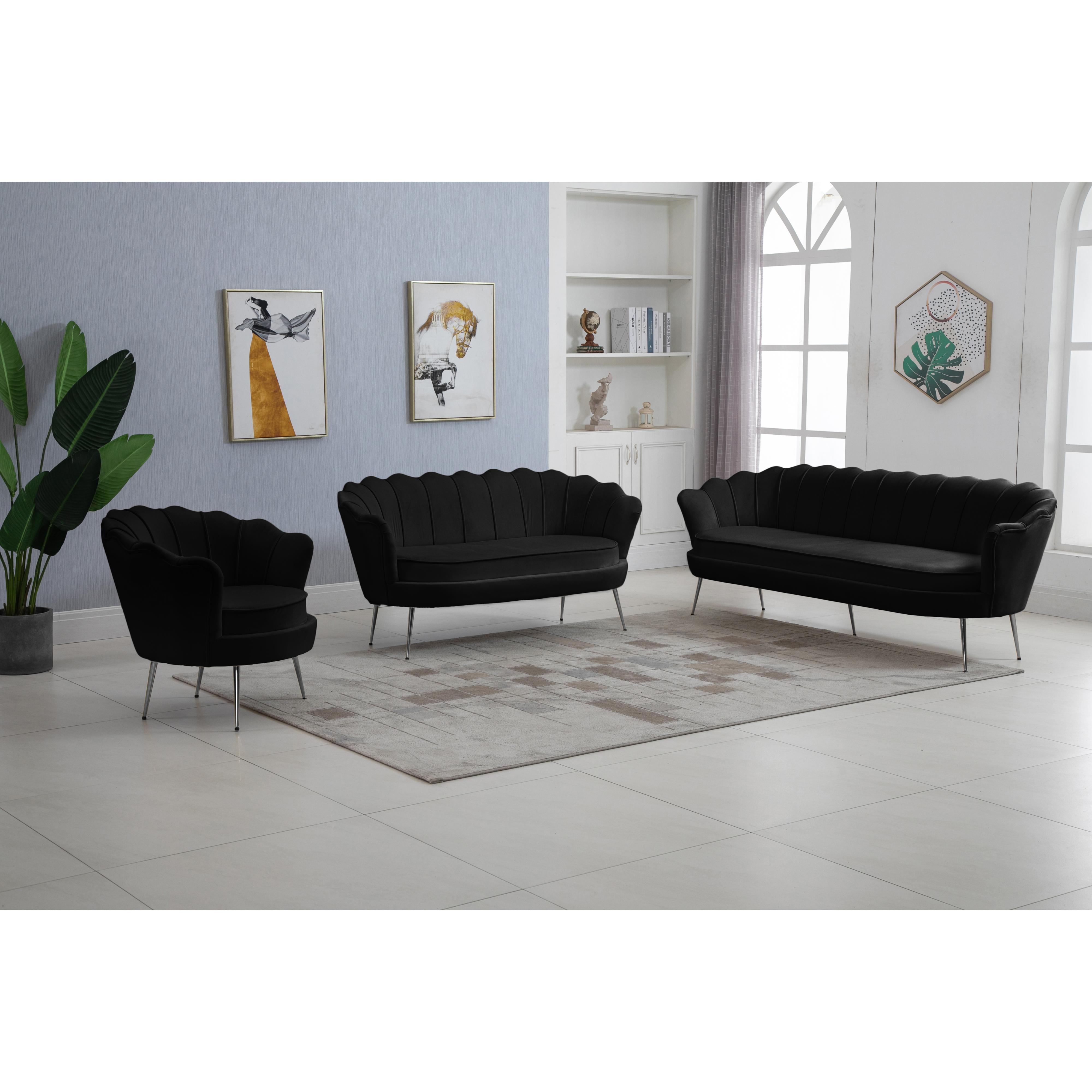 Meridian Gardenia Black Velvet Chair