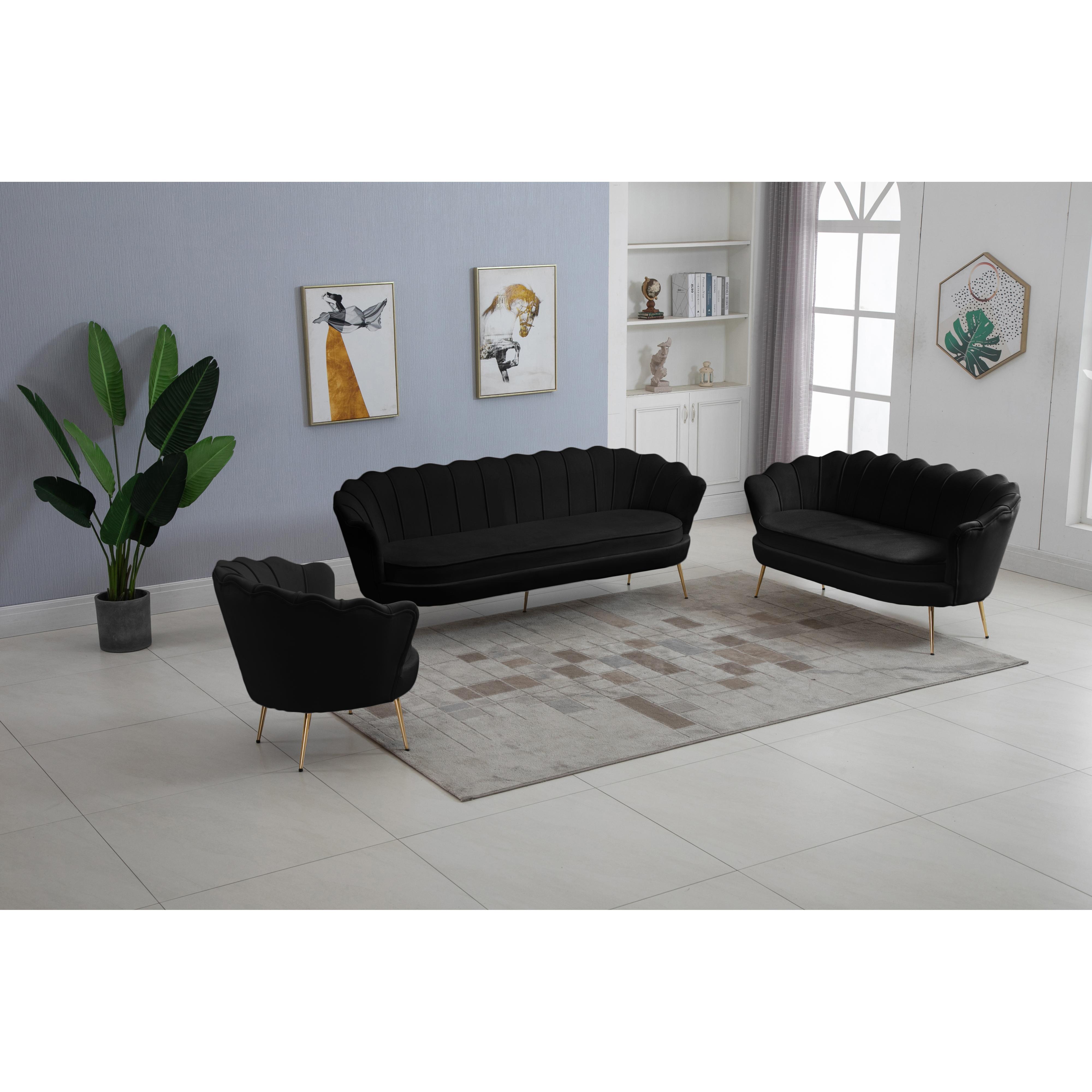 Meridian Gardenia Black Velvet Chair