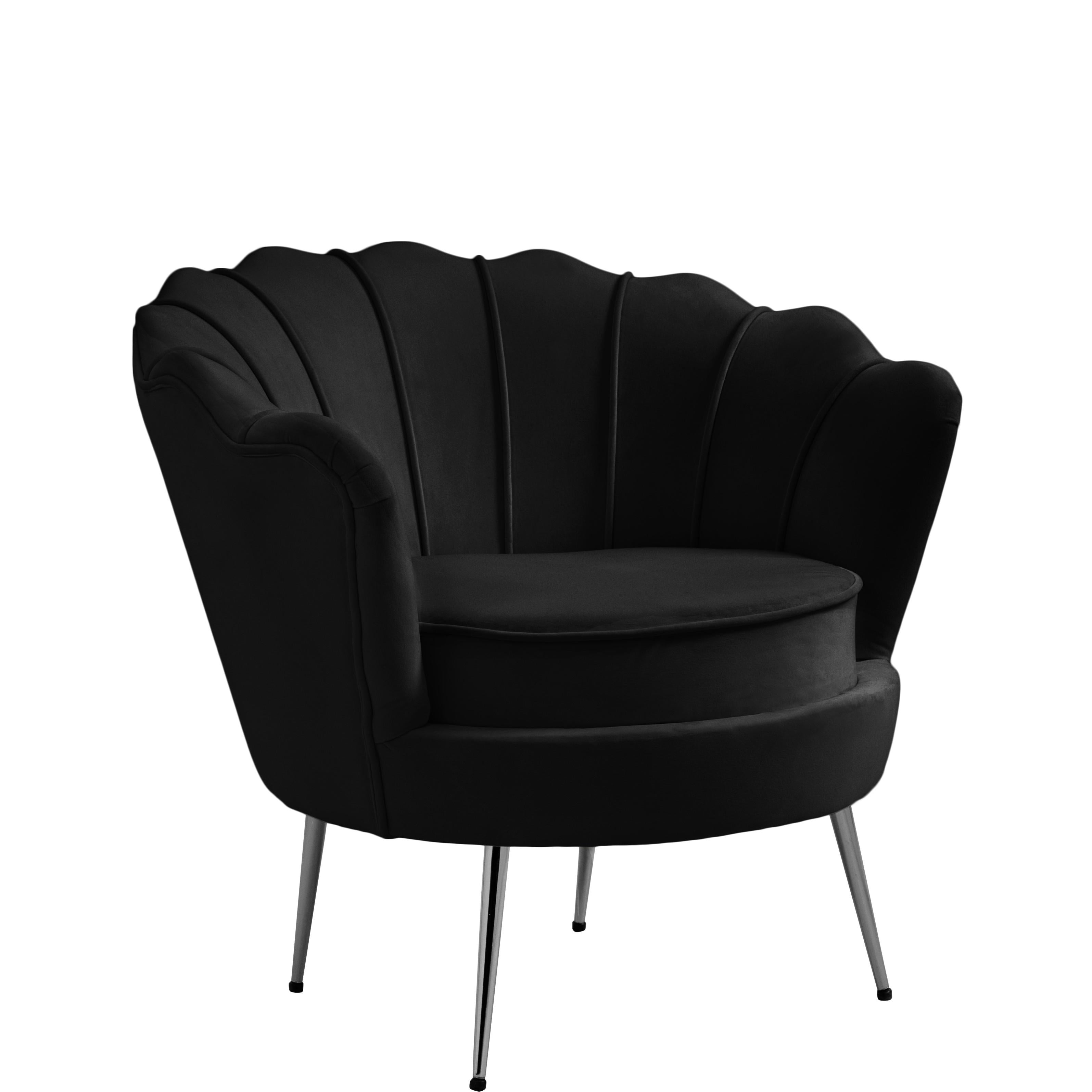Meridian Gardenia Black Velvet Chair