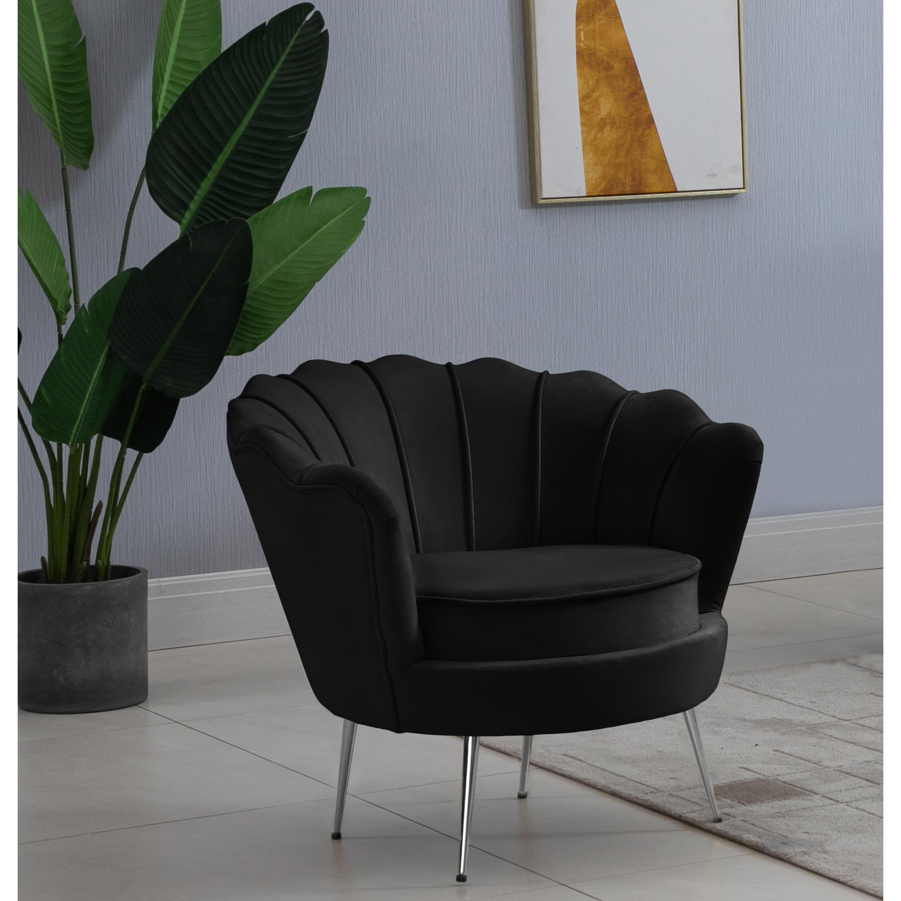 Meridian Gardenia Black Velvet Chair