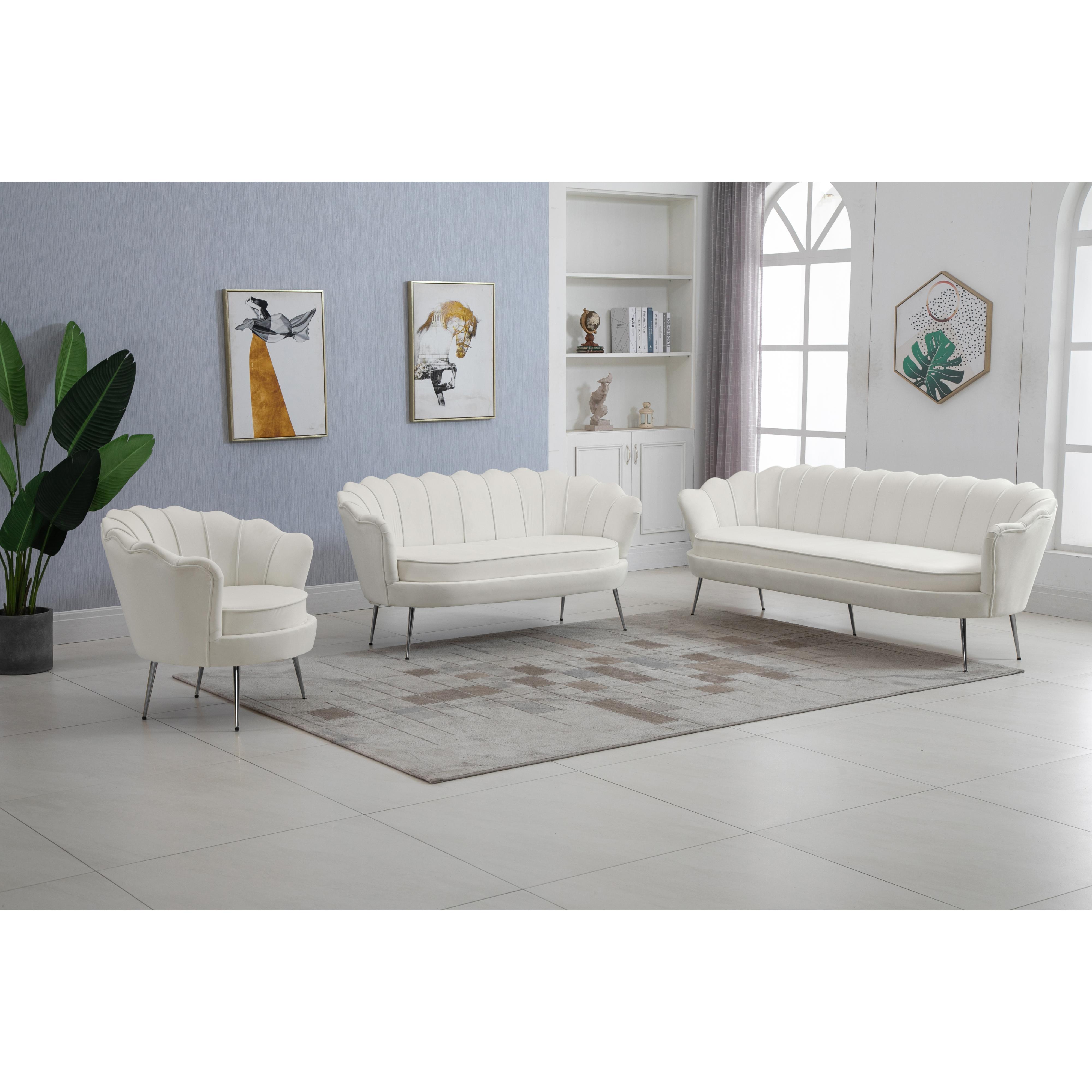Meridian Gardenia Cream Velvet Chair