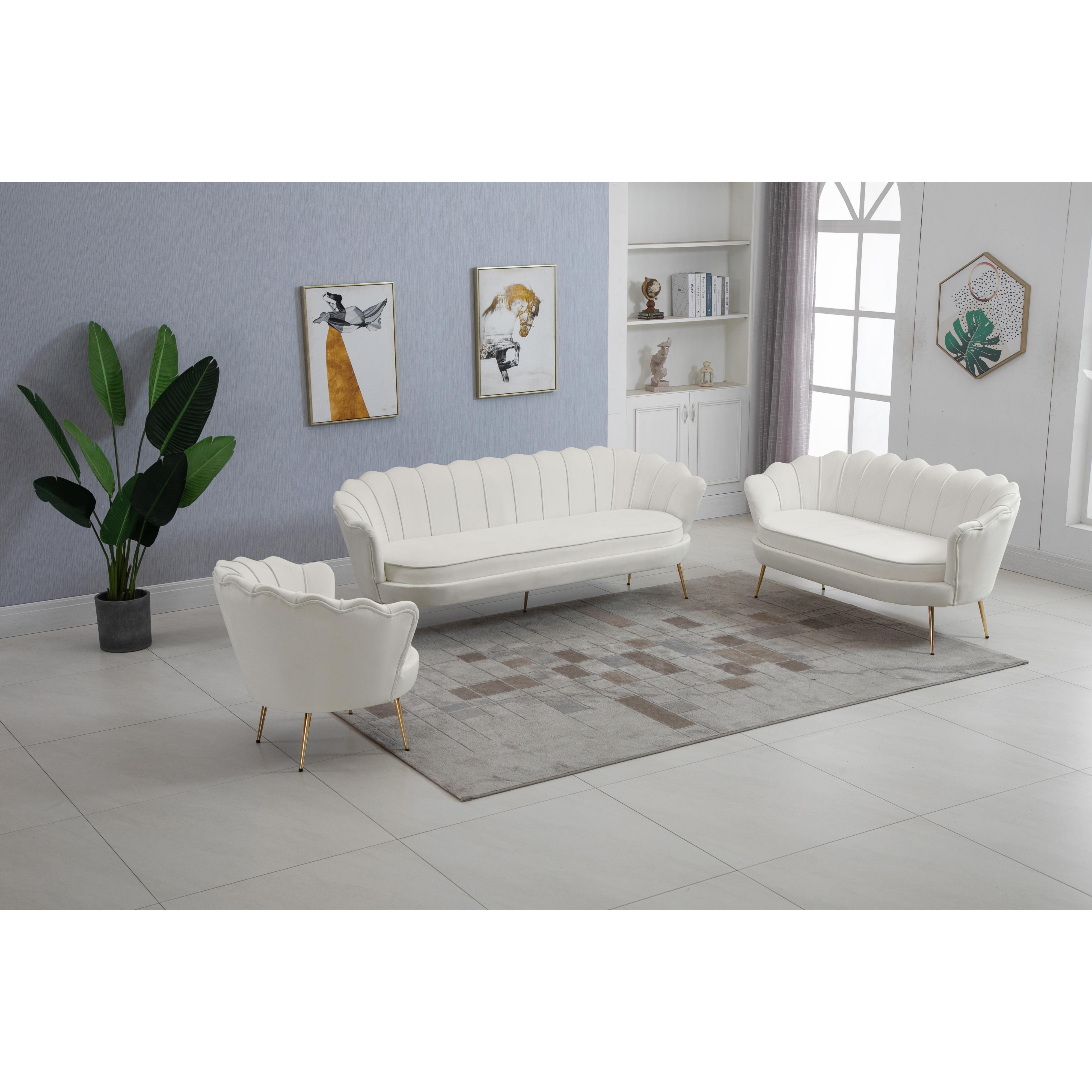 Meridian Gardenia Cream Velvet Chair