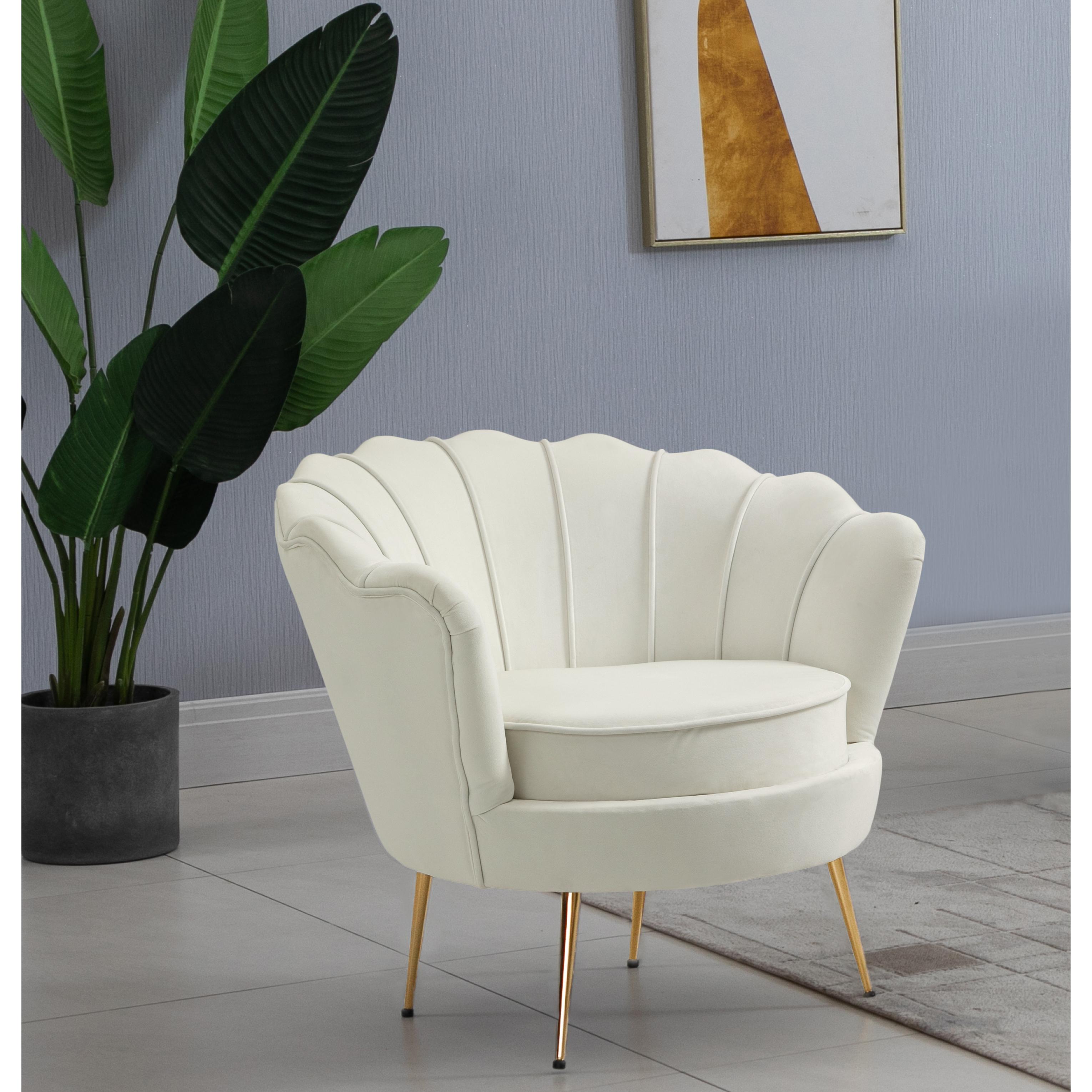 Meridian Gardenia Cream Velvet Chair
