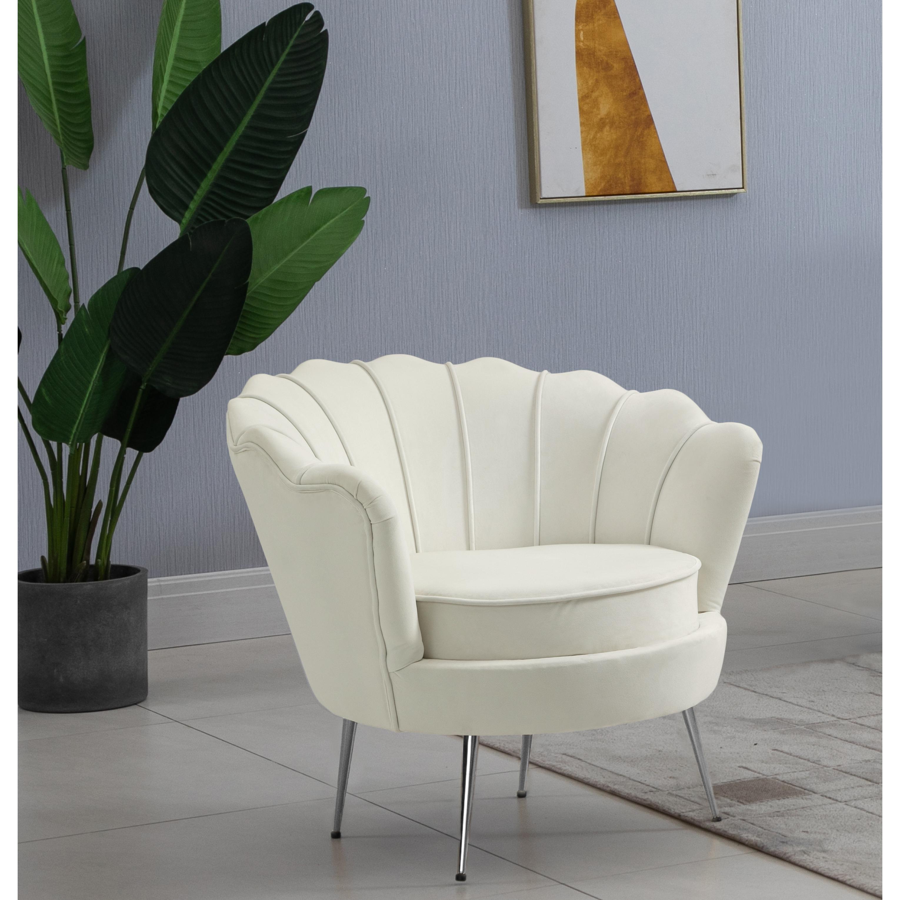 Meridian Gardenia Cream Velvet Chair