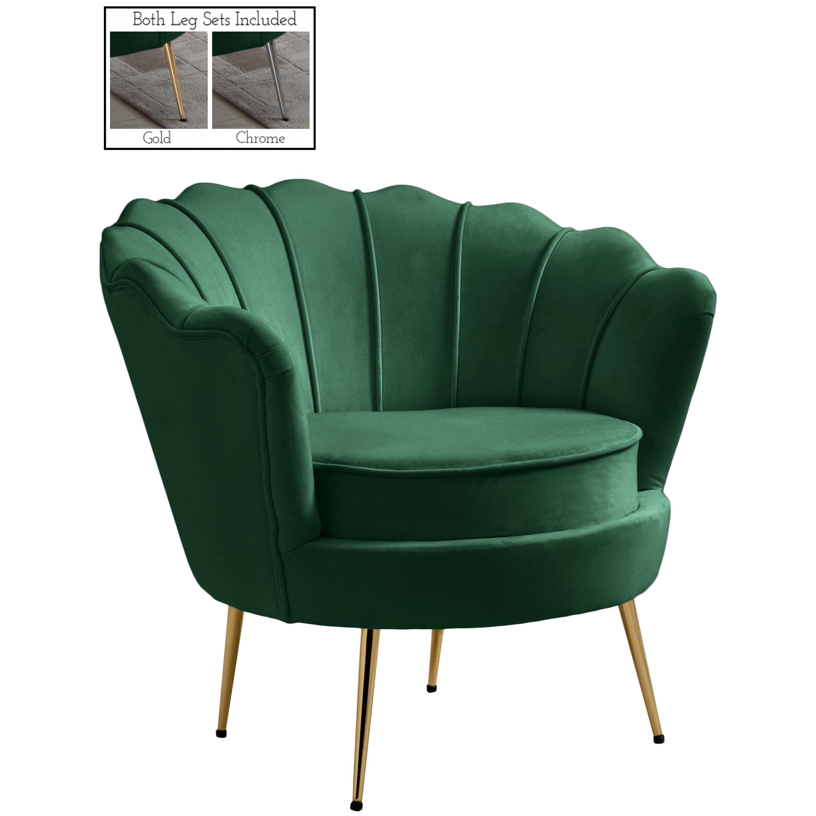 Meridian Gardenia Green Velvet Chair
