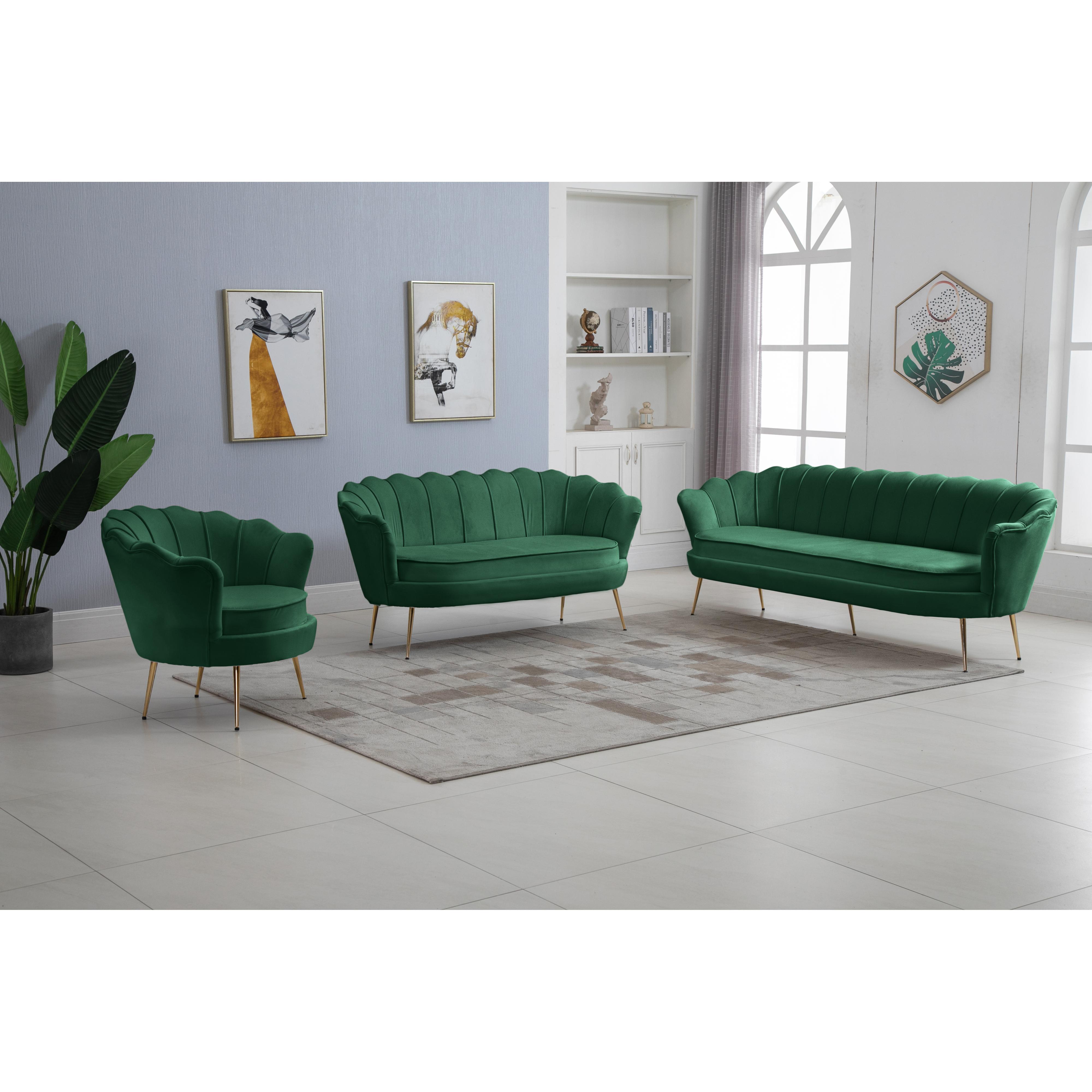Meridian Gardenia Green Velvet Chair