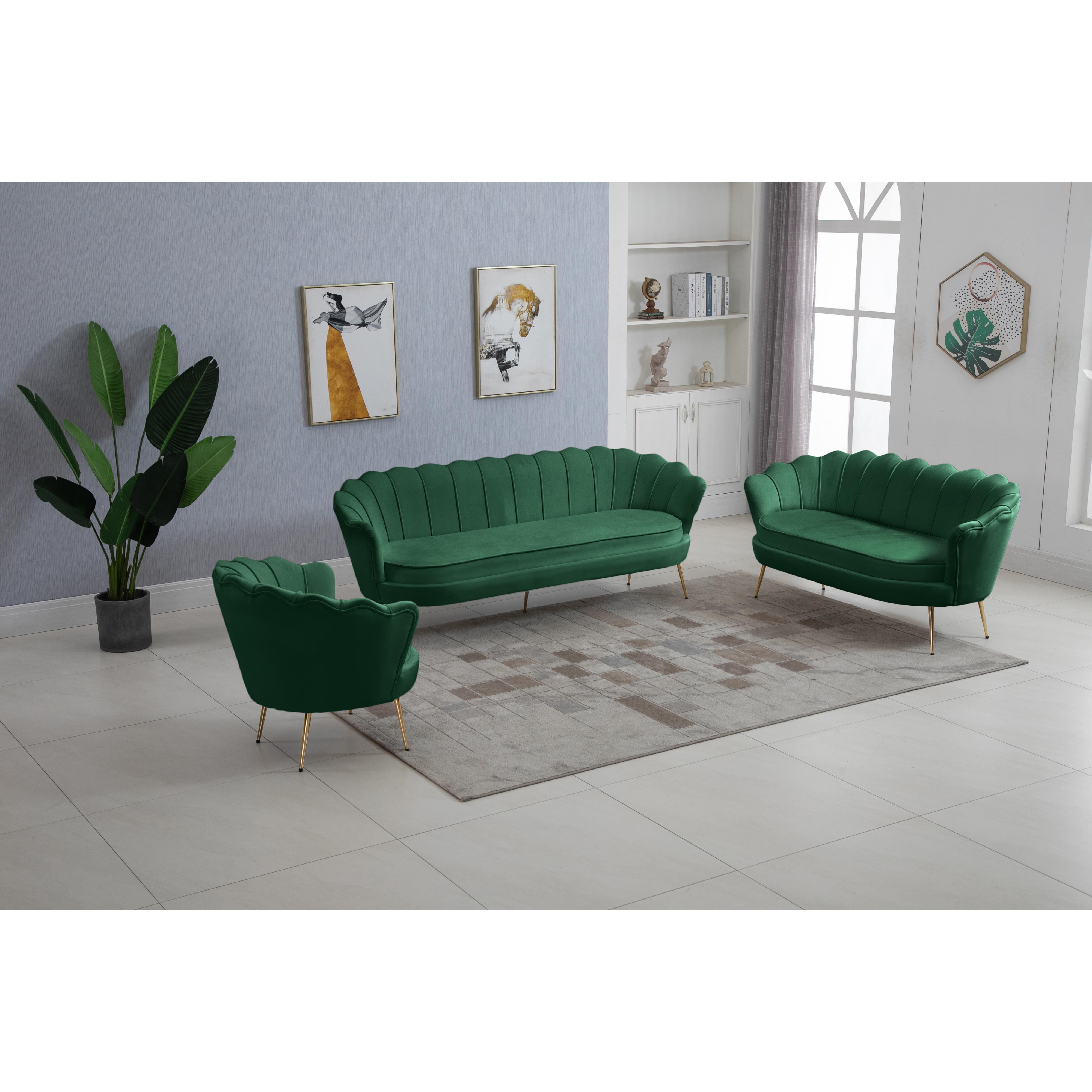 Meridian Gardenia Green Velvet Chair