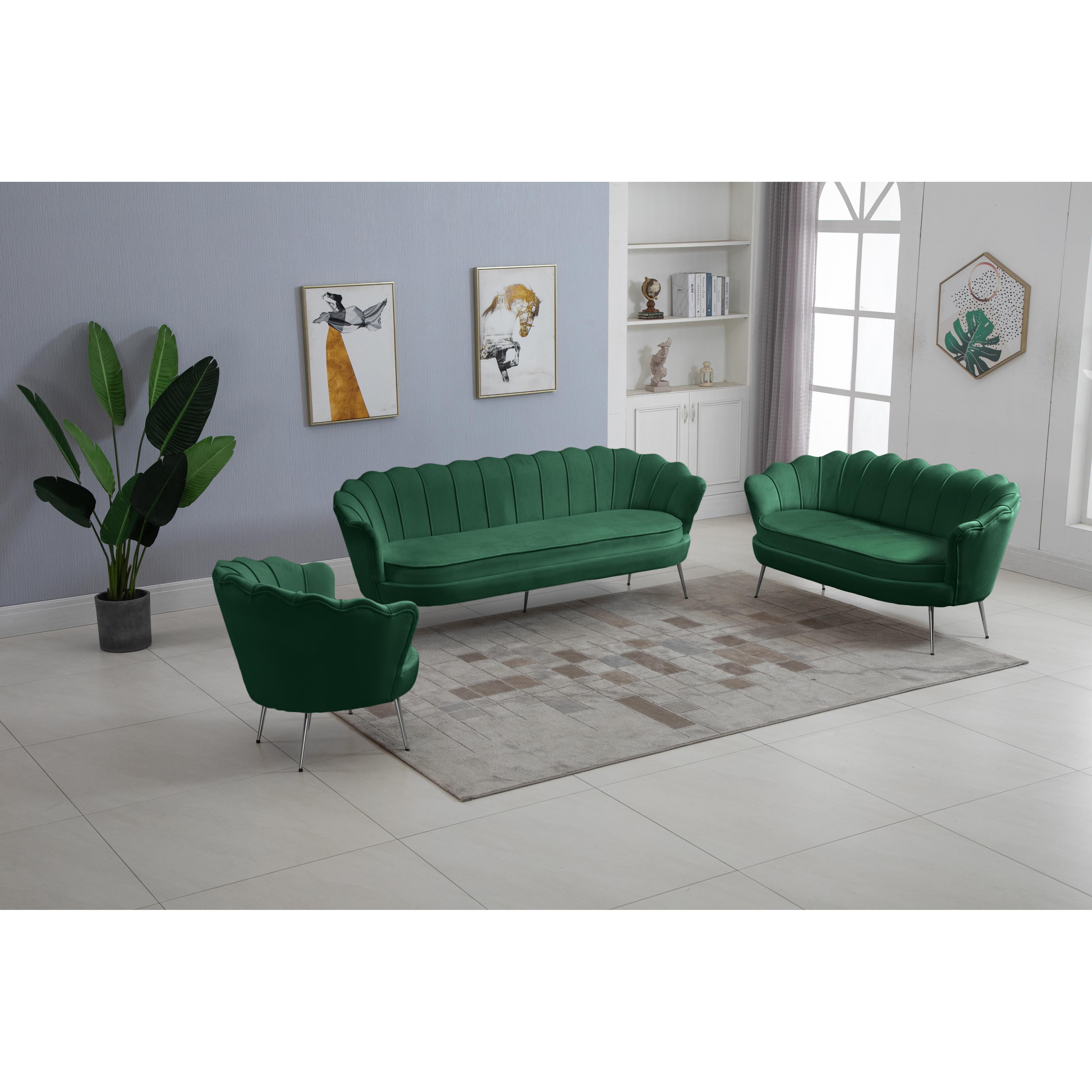 Meridian Gardenia Green Velvet Chair