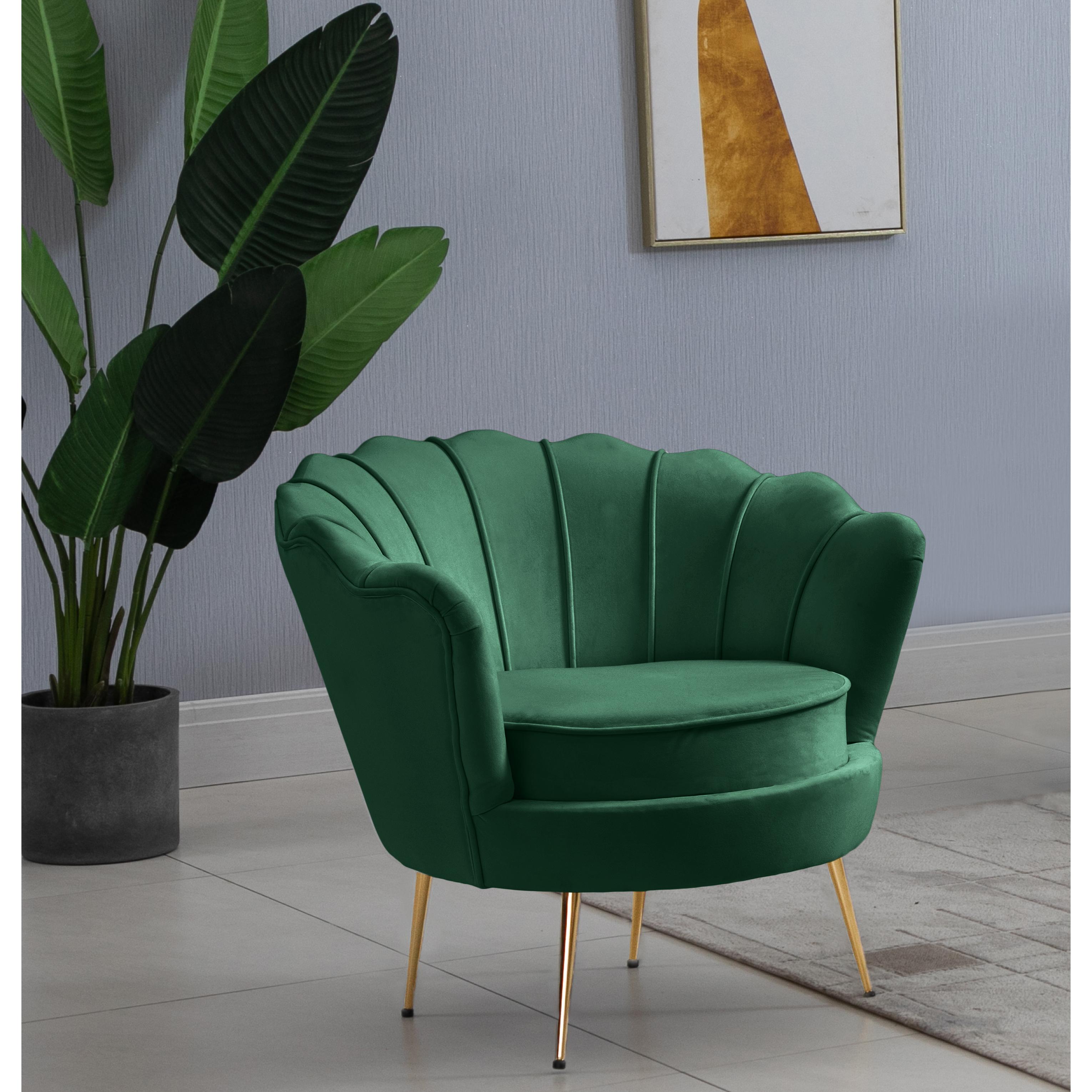 Meridian Gardenia Green Velvet Chair