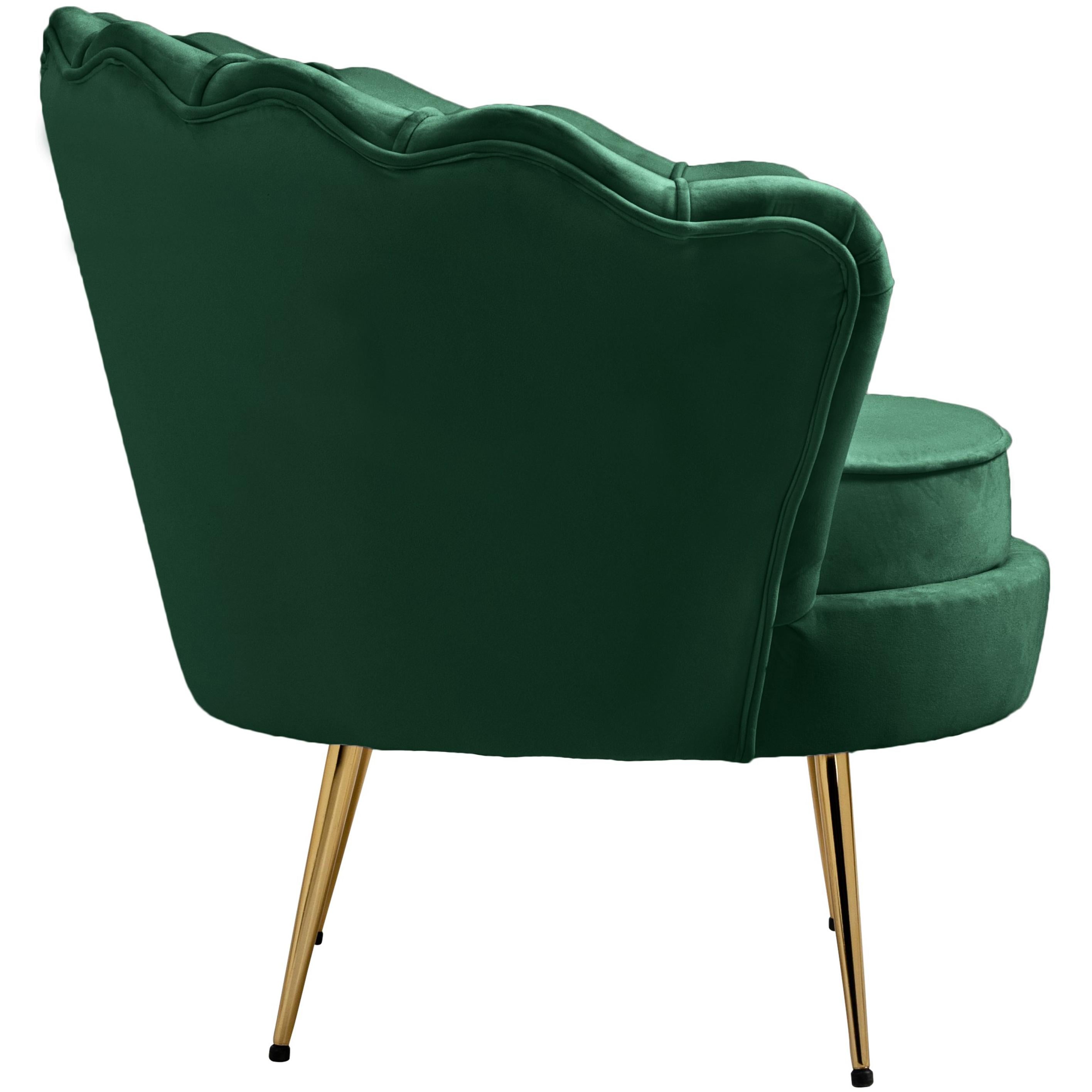 Meridian Gardenia Green Velvet Chair