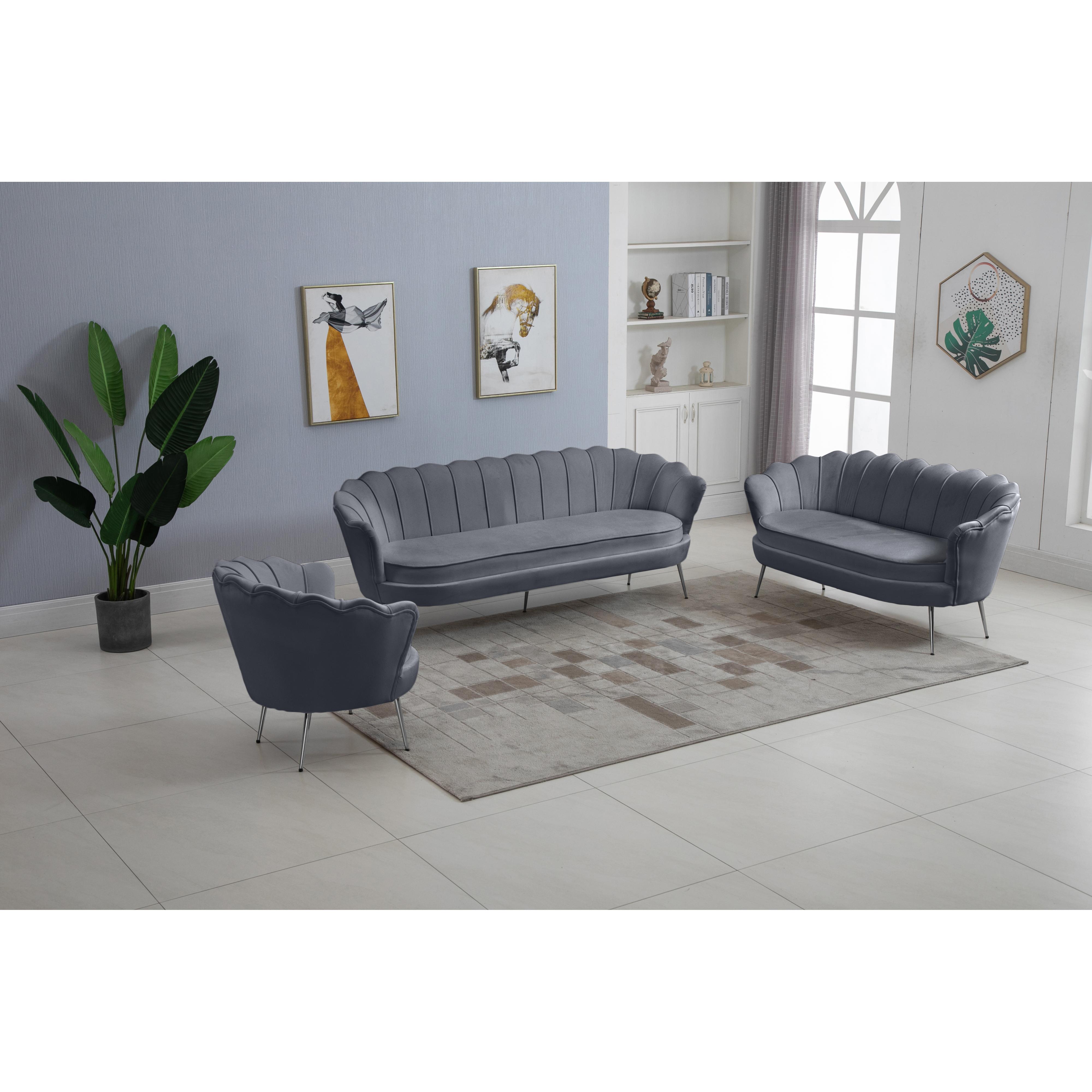 Meridian Gardenia Grey Velvet Chair