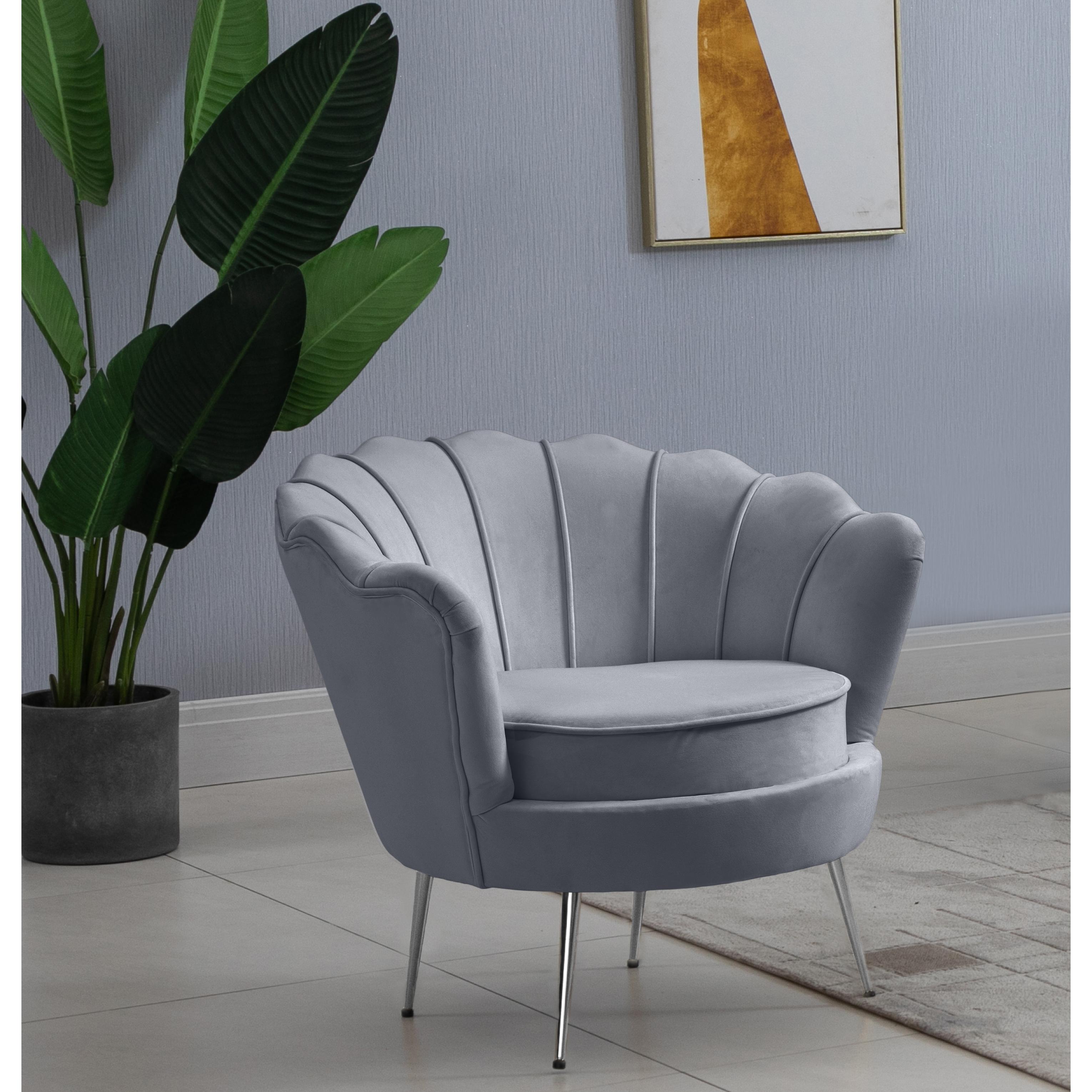 Meridian Gardenia Grey Velvet Chair
