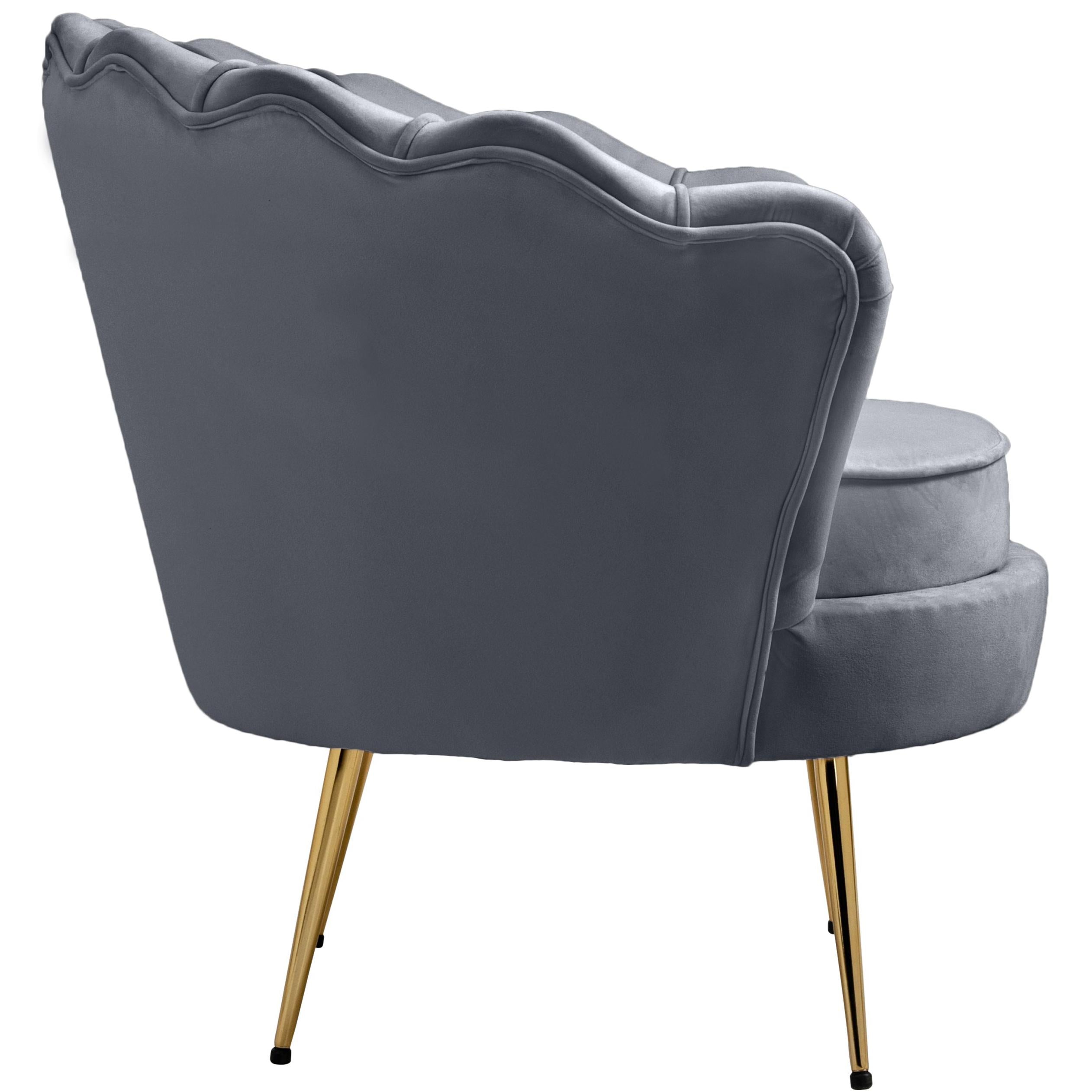 Meridian Gardenia Grey Velvet Chair