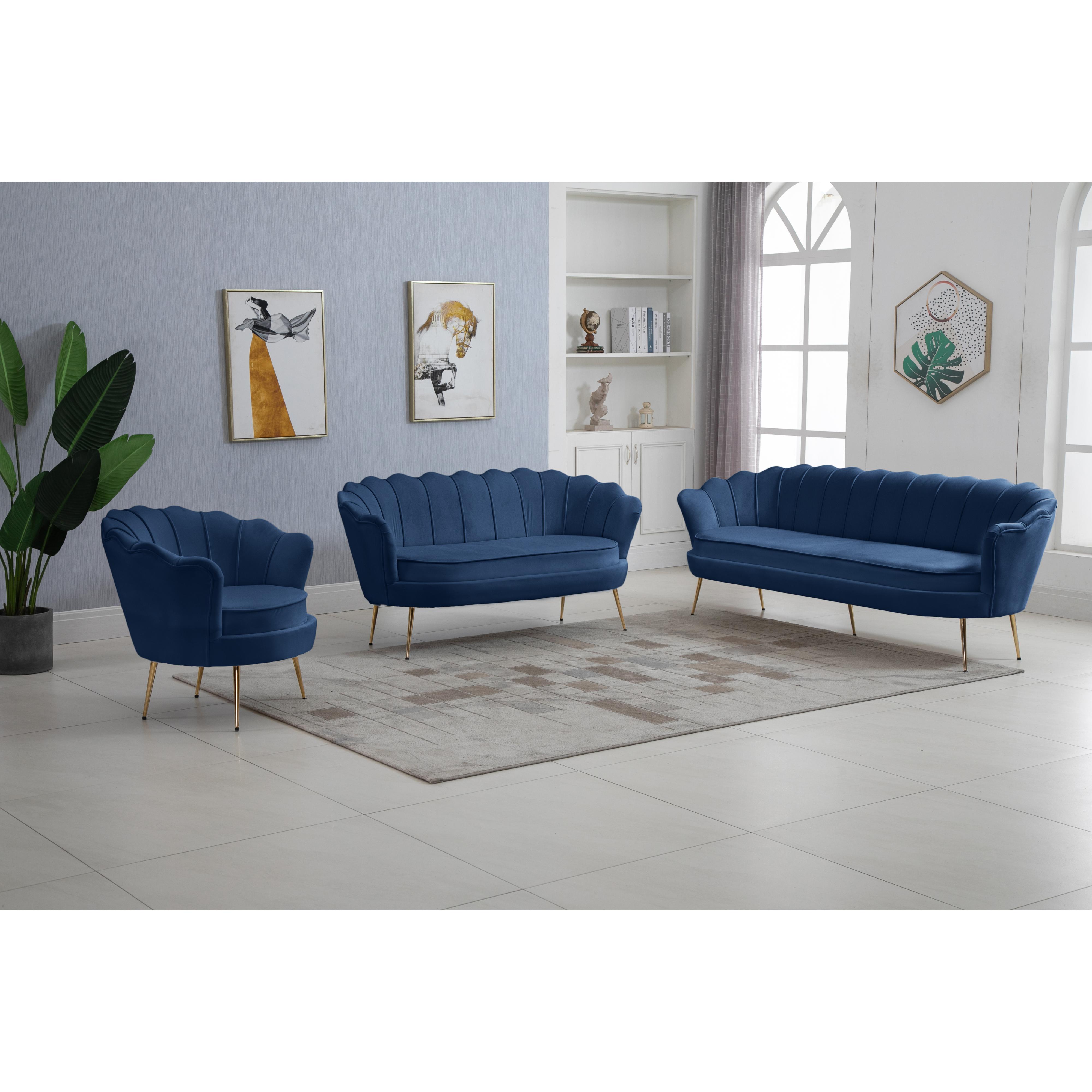 Meridian Gardenia Navy Velvet Chair