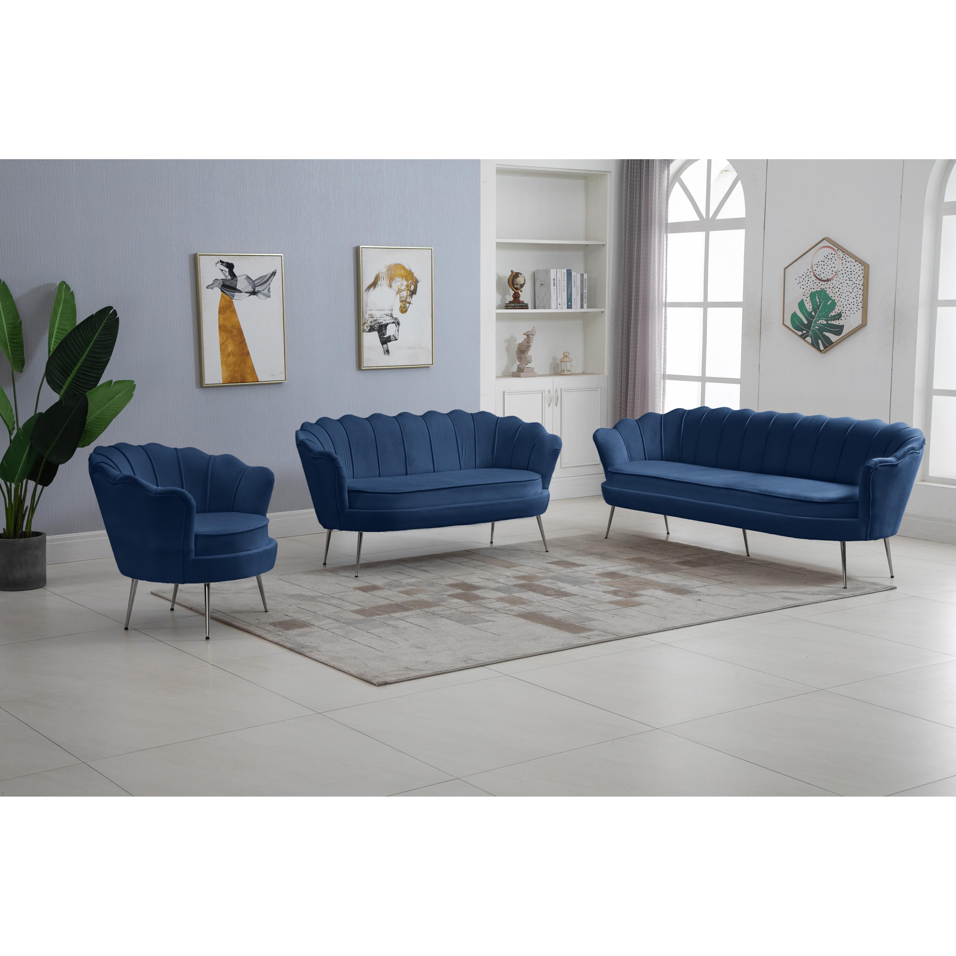Meridian Gardenia Navy Velvet Chair