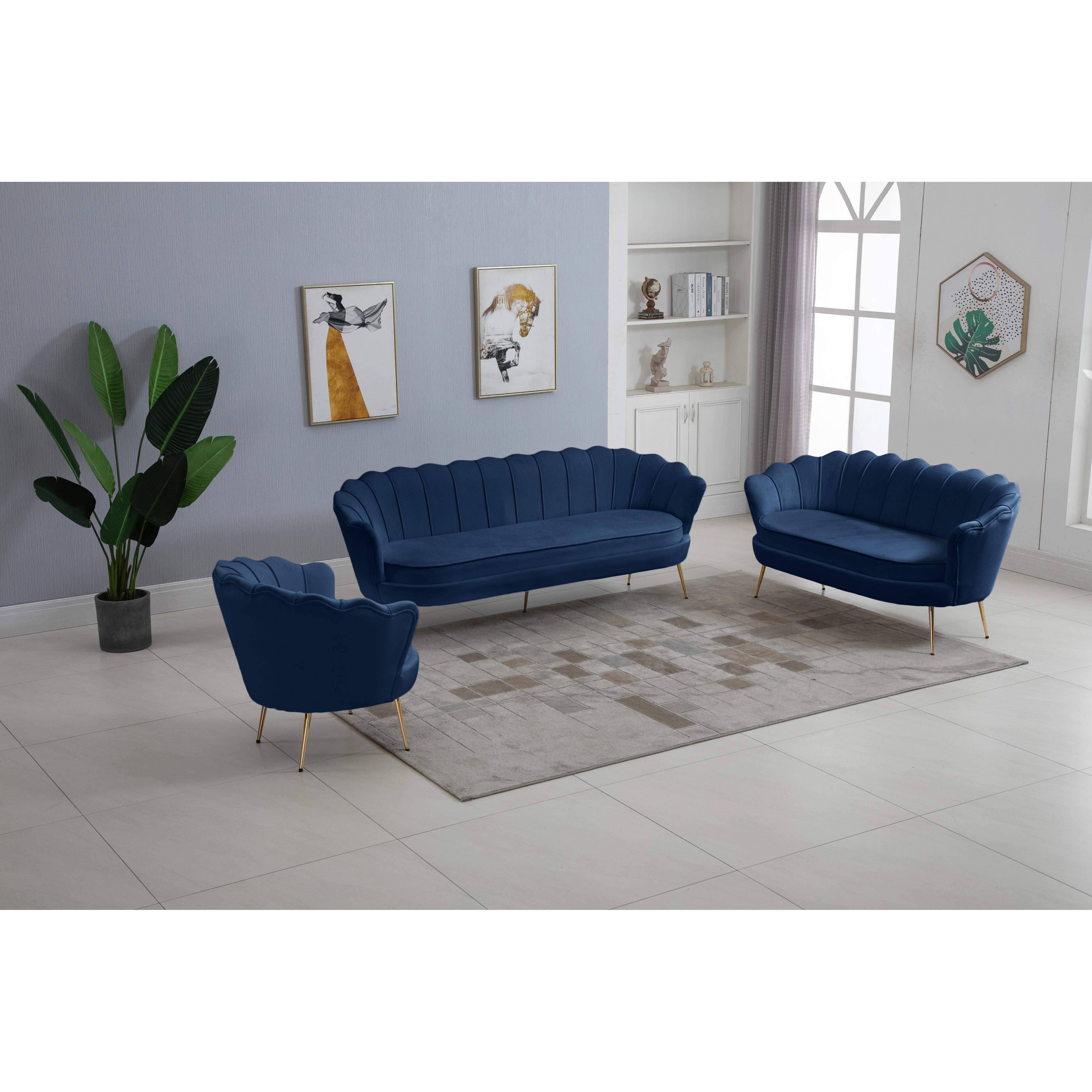 Meridian Gardenia Navy Velvet Chair