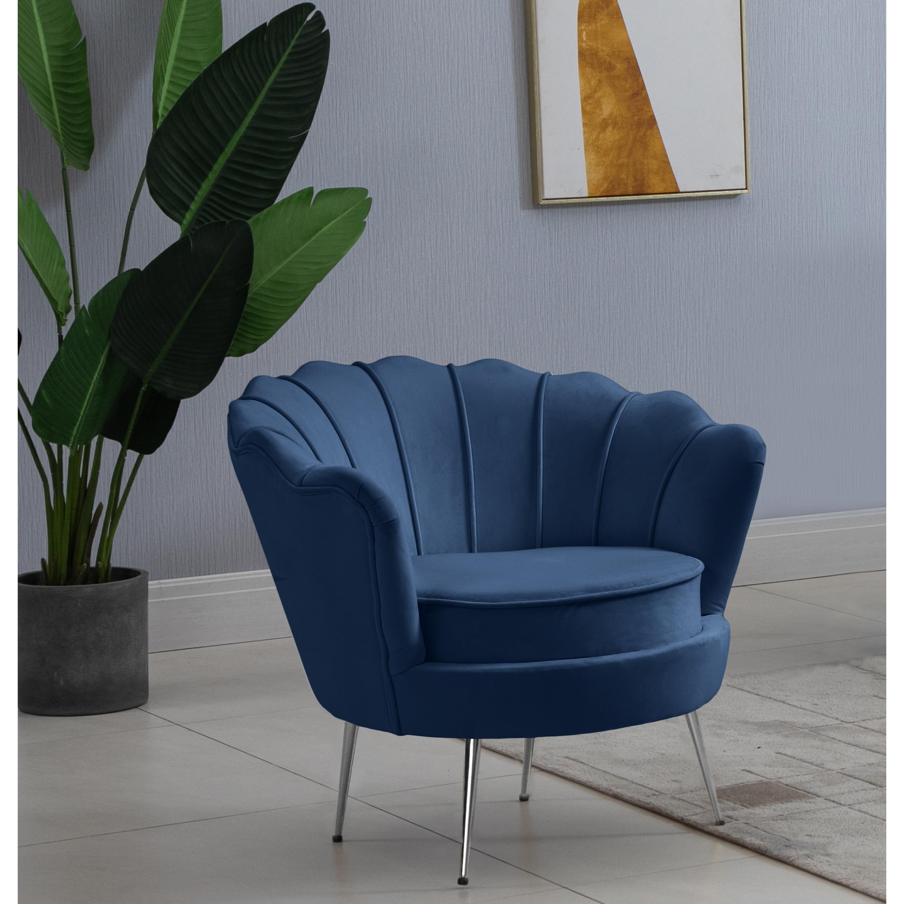 Meridian Gardenia Navy Velvet Chair