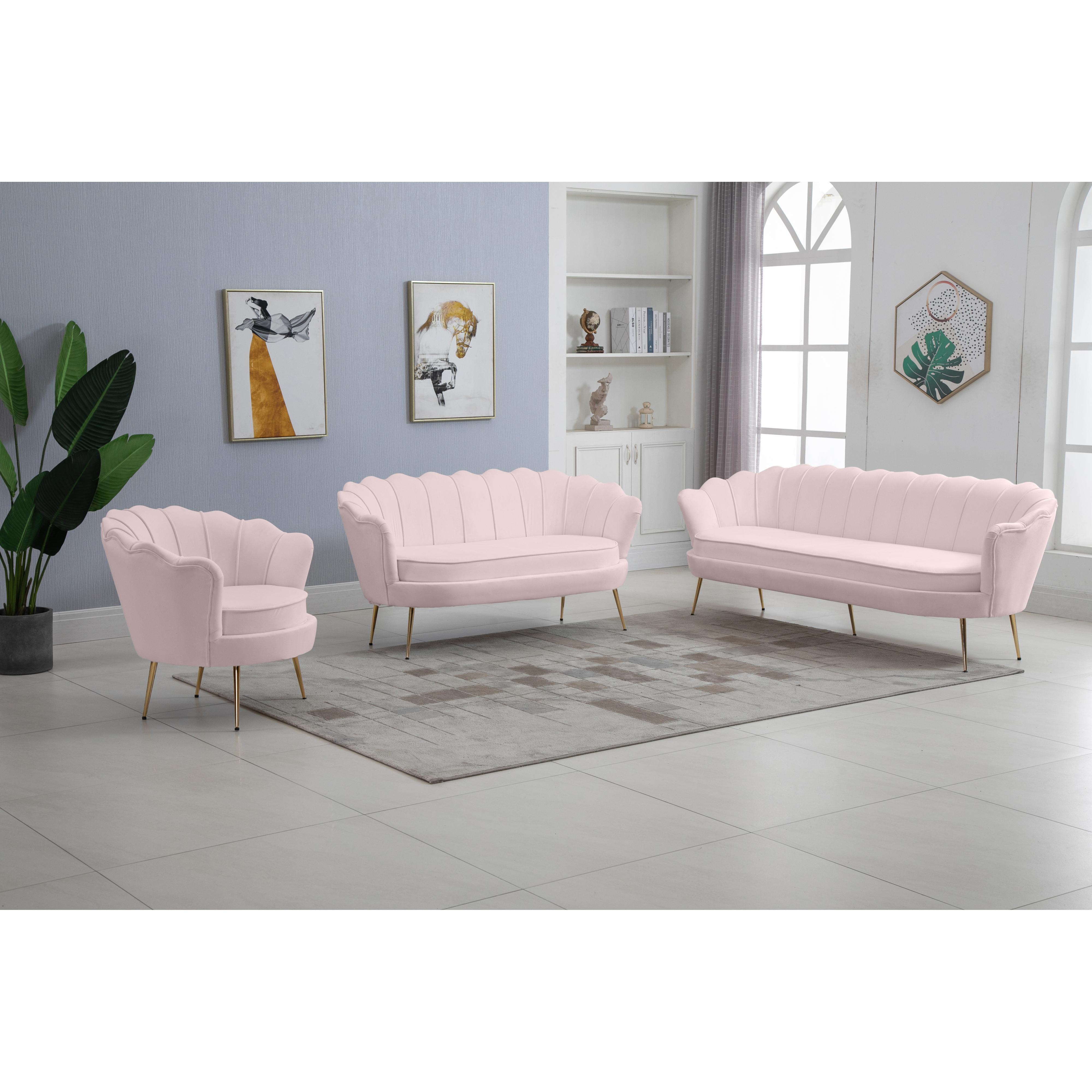 Meridian Gardenia Pink Velvet Chair