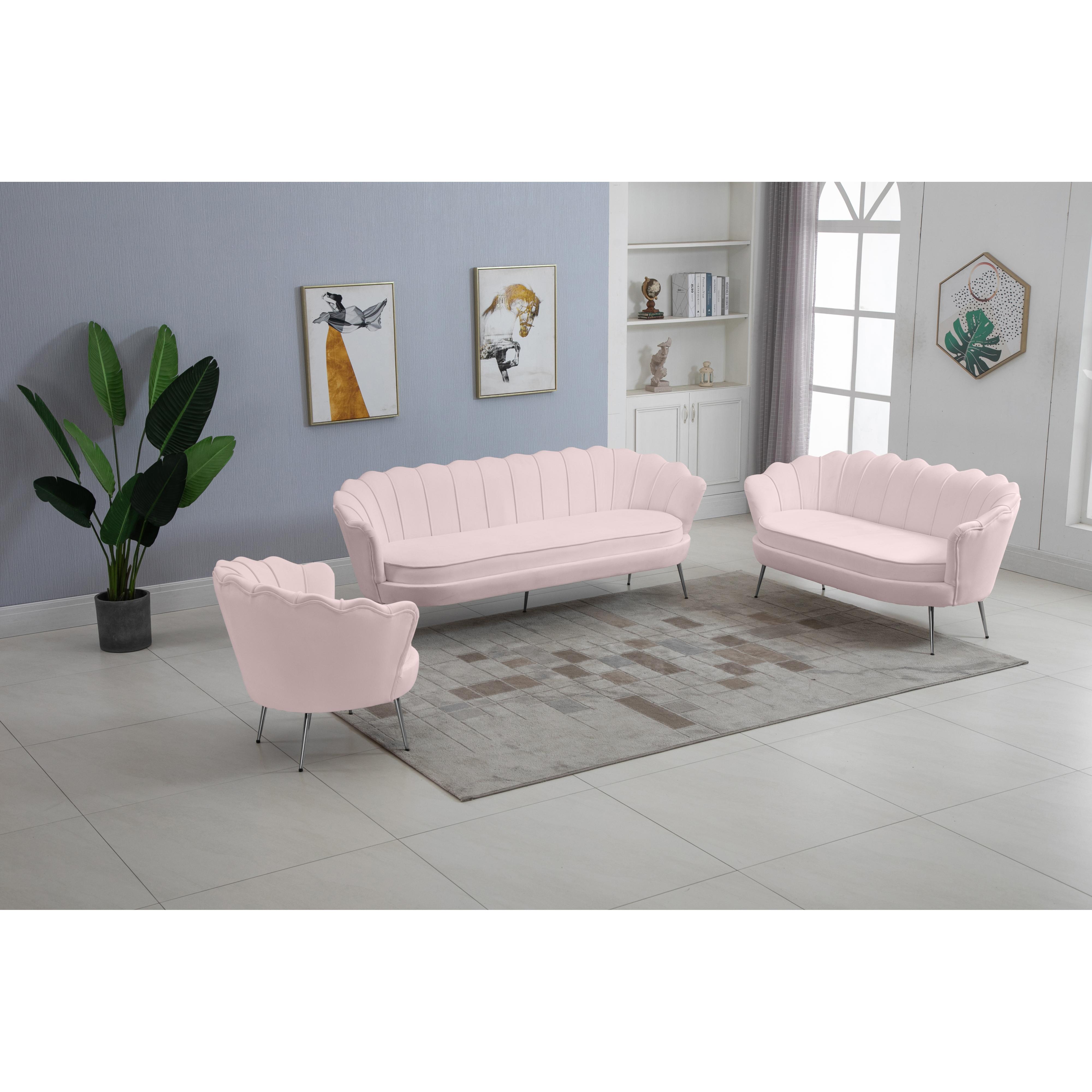 Meridian Gardenia Pink Velvet Chair