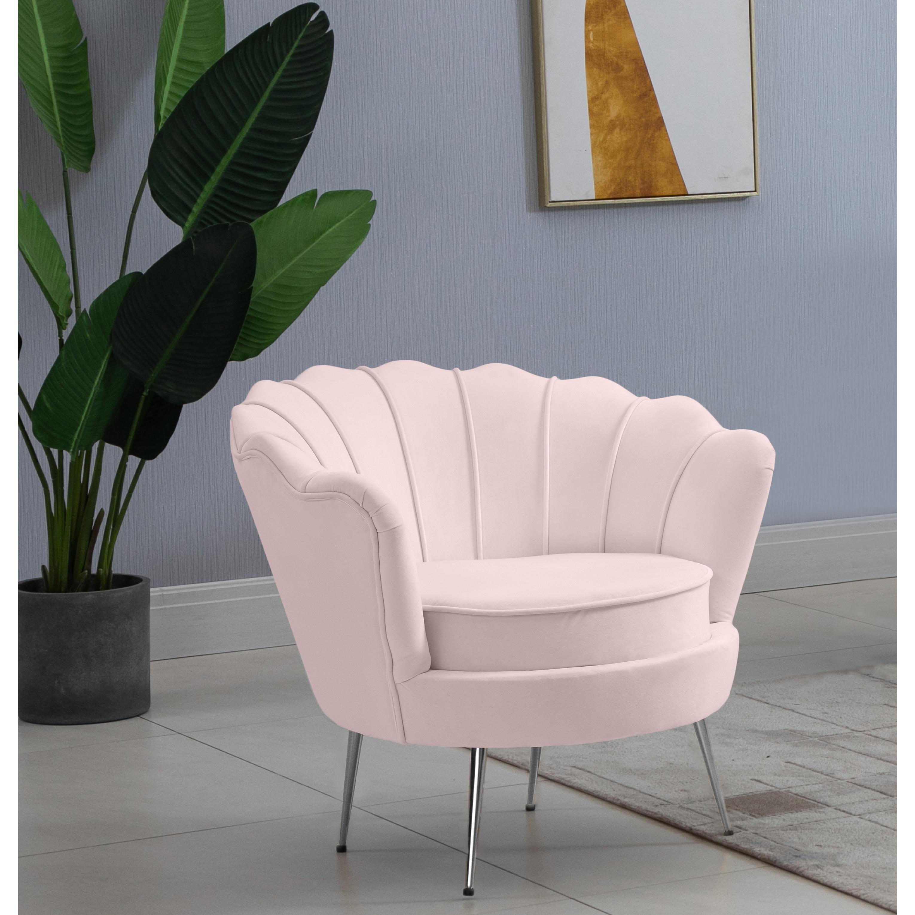 Meridian Gardenia Pink Velvet Chair