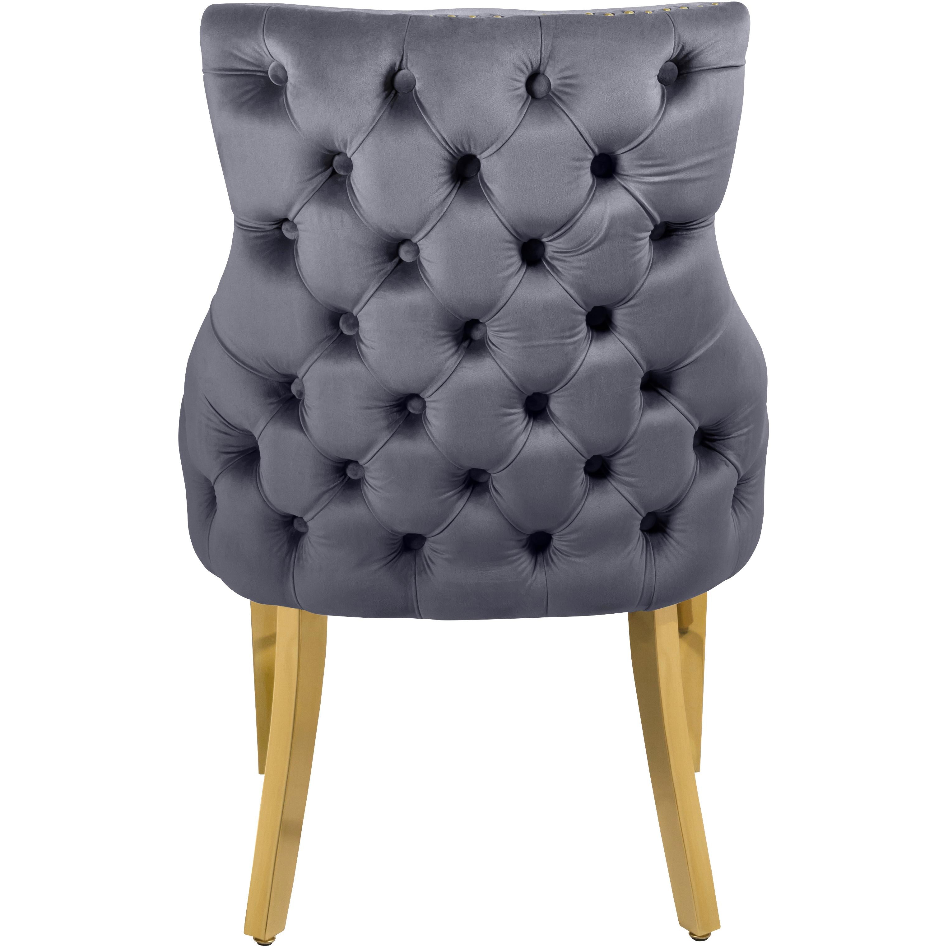 Meridian Tuft Grey Velvet Dining Chair