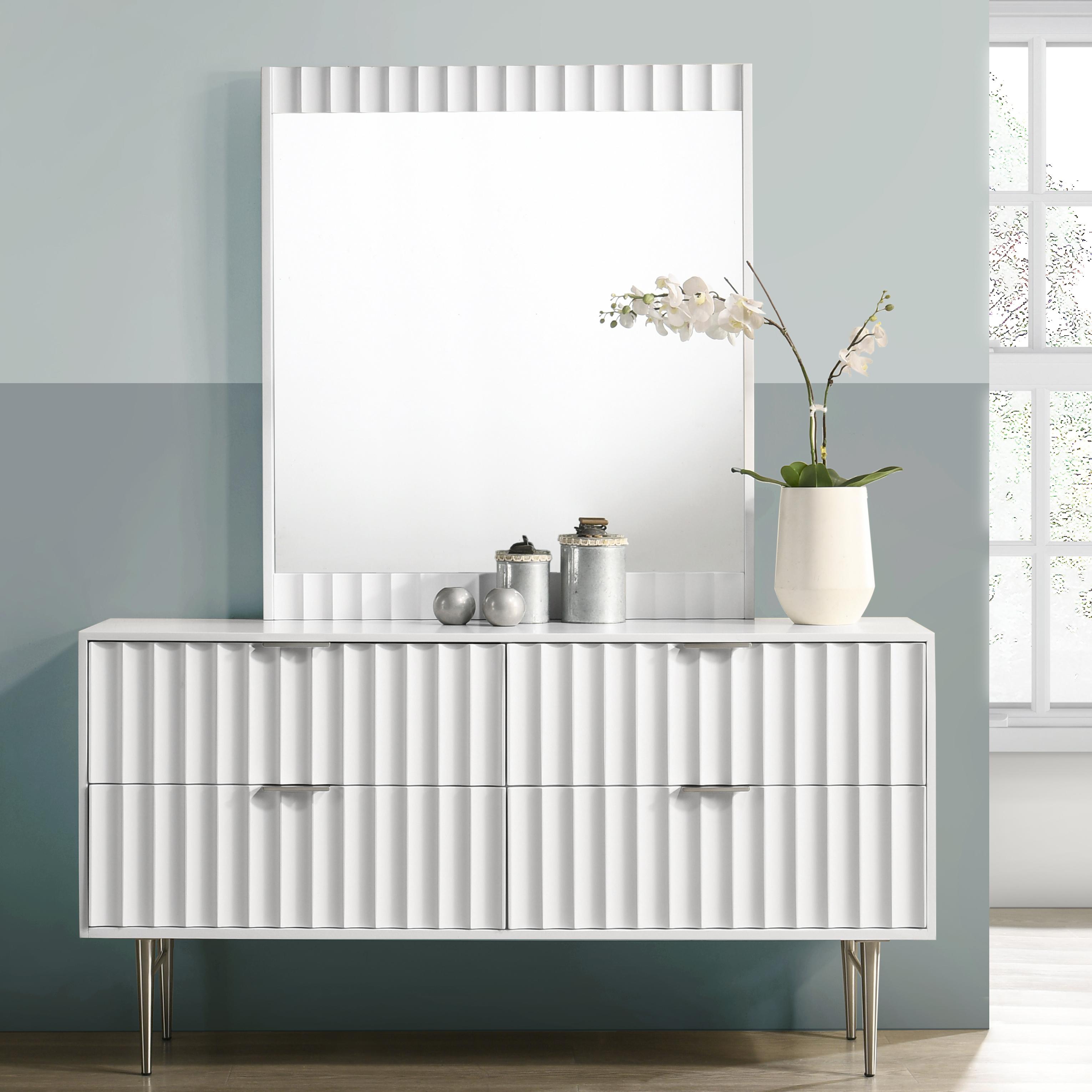 Meridian Modernist White Gloss Mirror