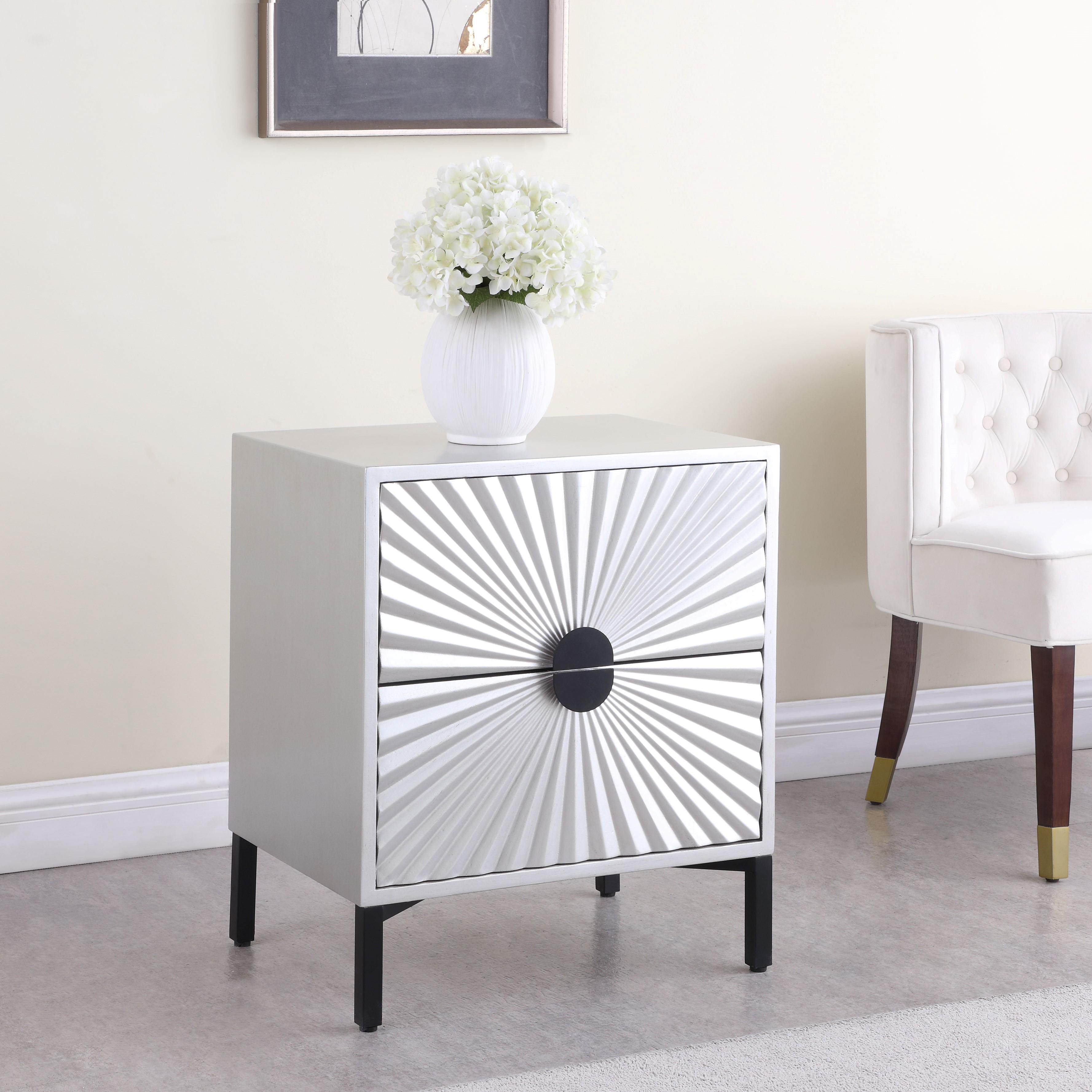 Meridian Glitz Antique Silver Side Table