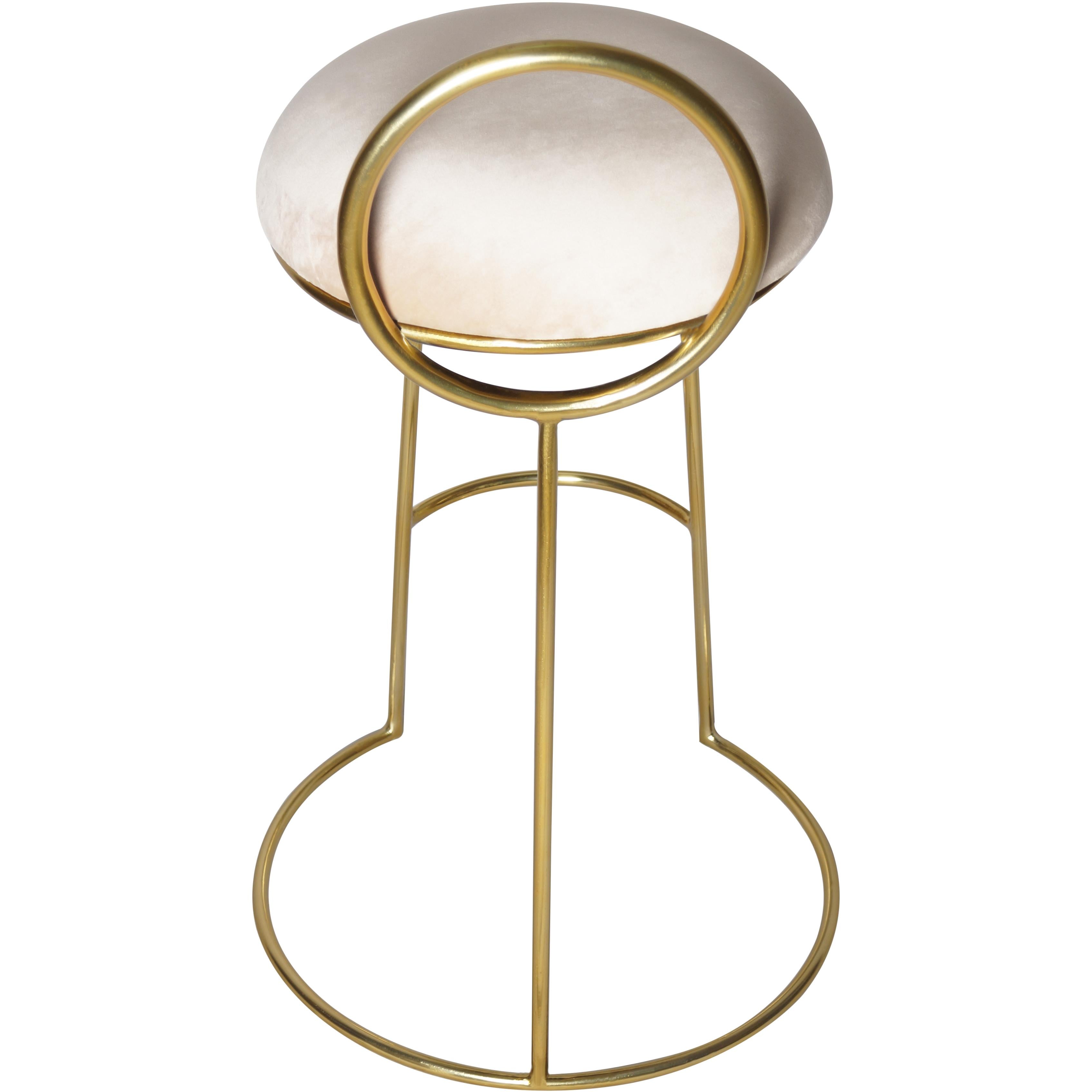 Meridian Ring Cream Velvet Counter Stool