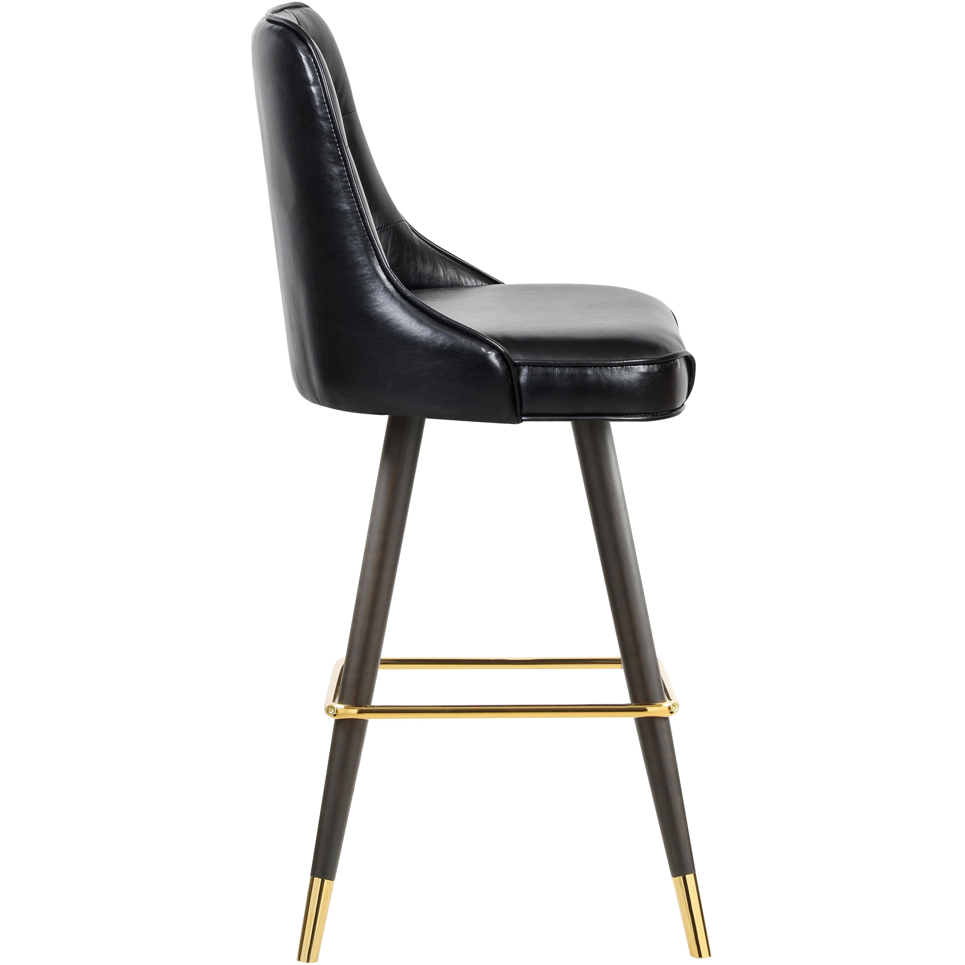Meridian Portnoy Black Vegan Leather Counter/Bar Stool