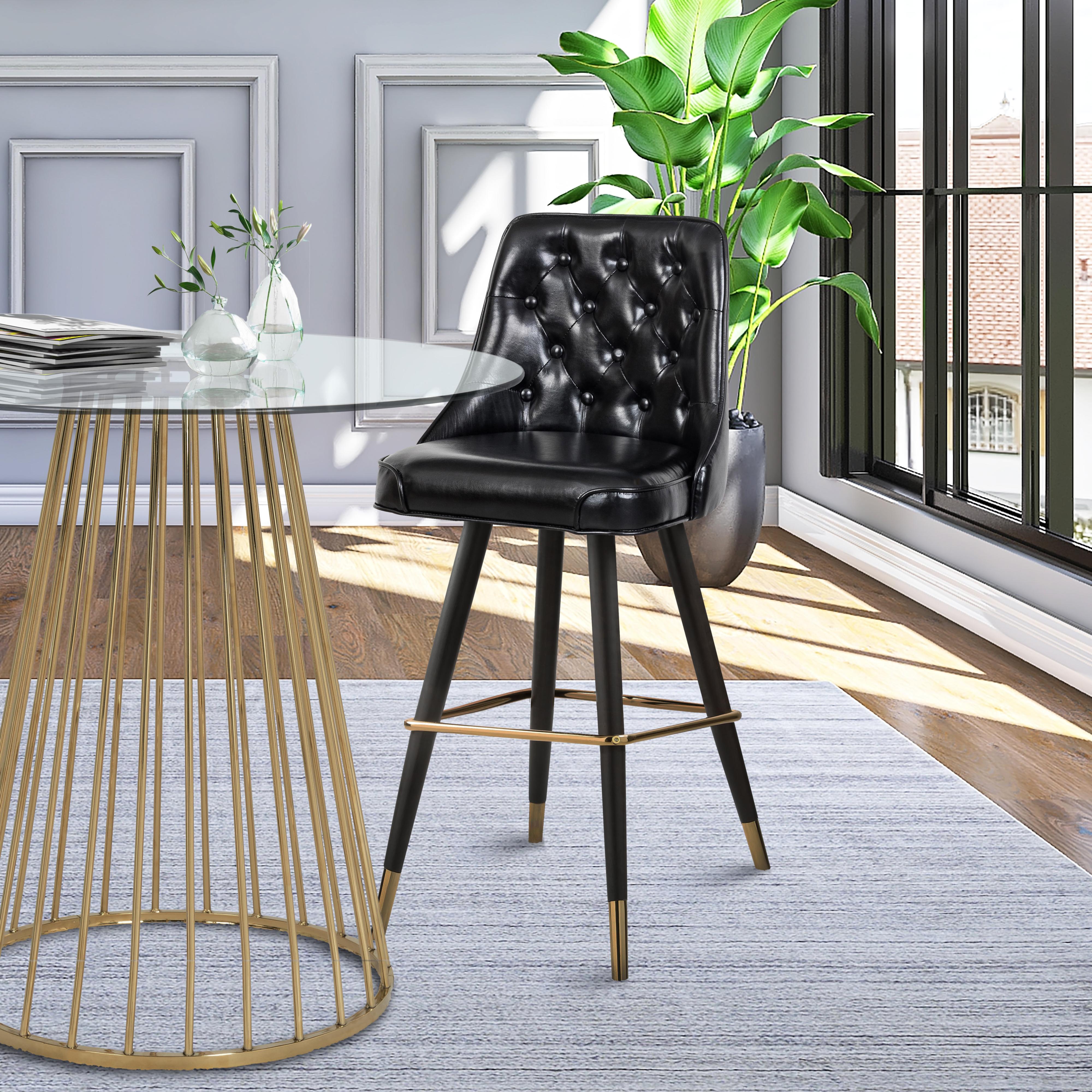 Meridian Portnoy Black Vegan Leather Counter/Bar Stool