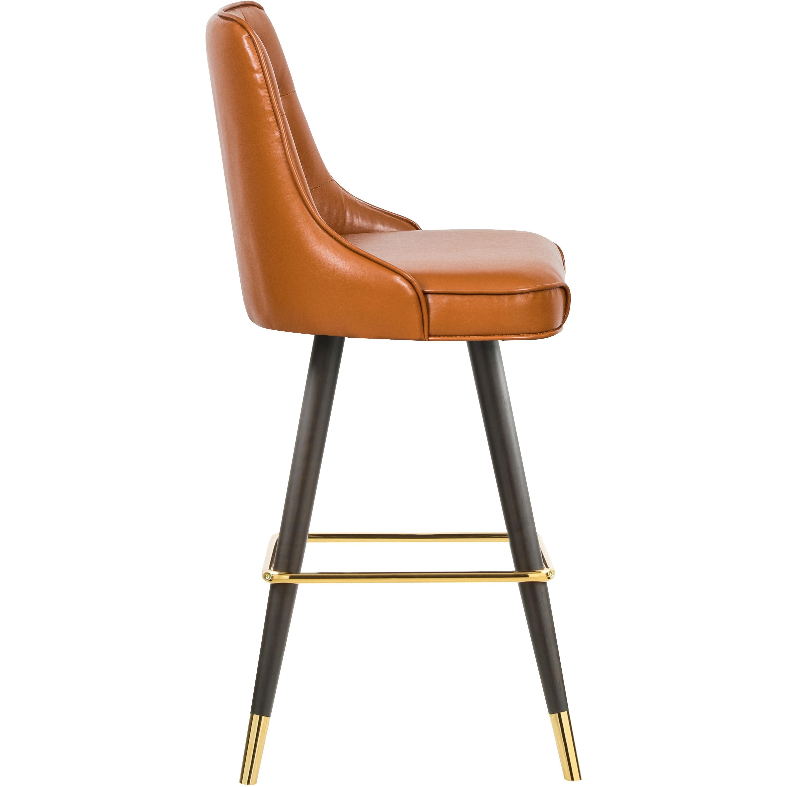Meridian Portnoy Cognac Vegan Leather Counter/Bar Stool