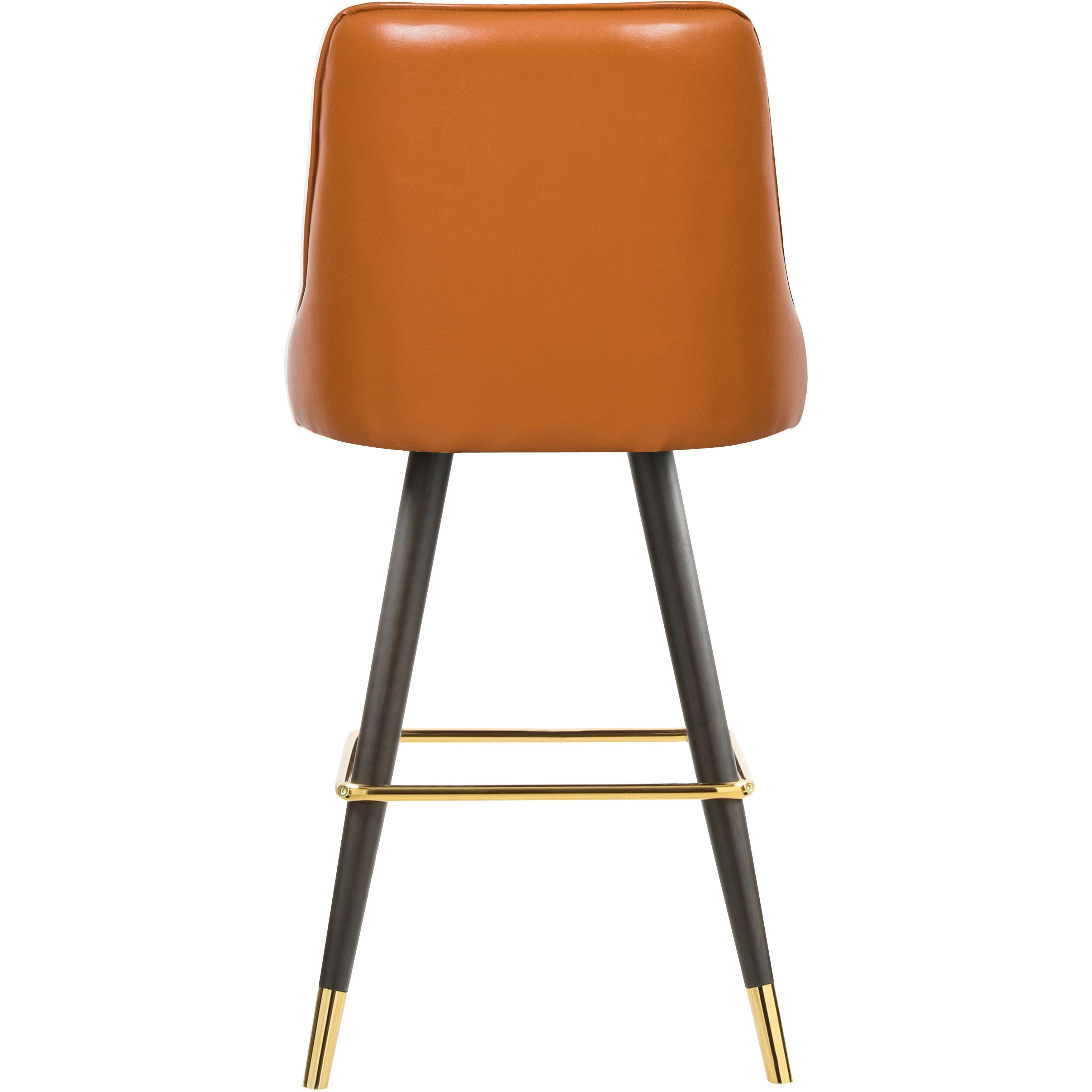 Meridian Portnoy Cognac Vegan Leather Counter/Bar Stool