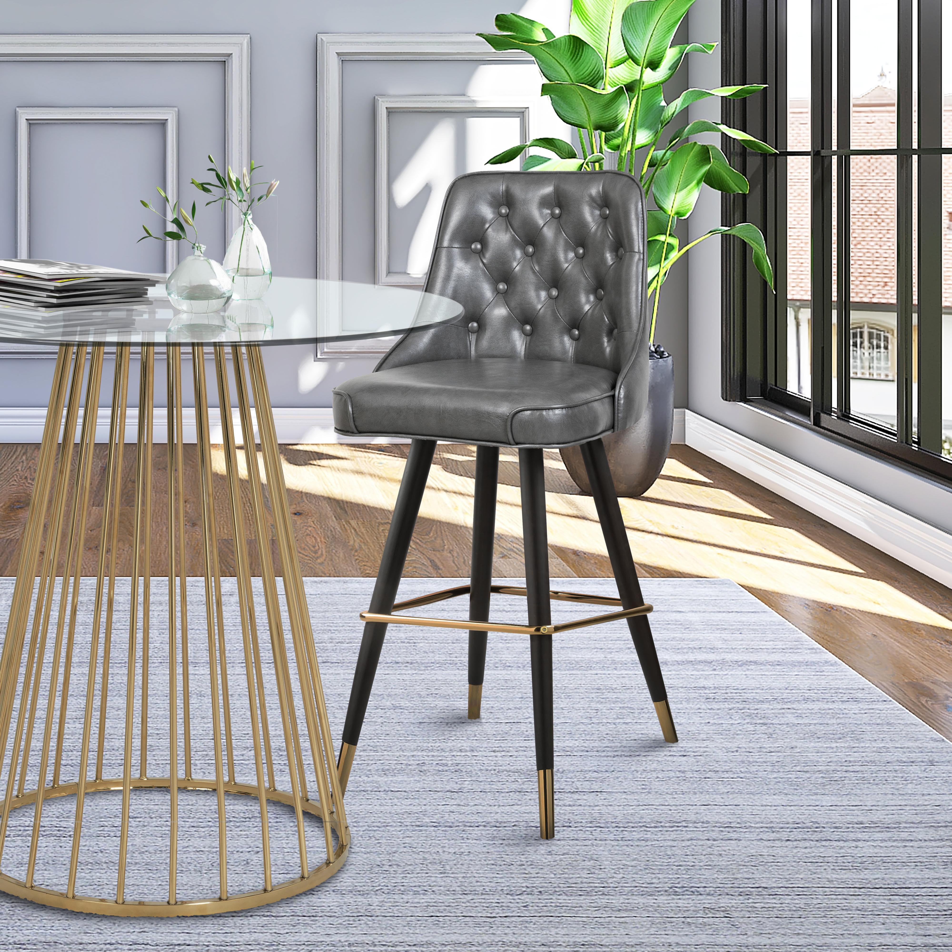 Meridian Portnoy Grey Vegan Leather Counter/Bar Stool