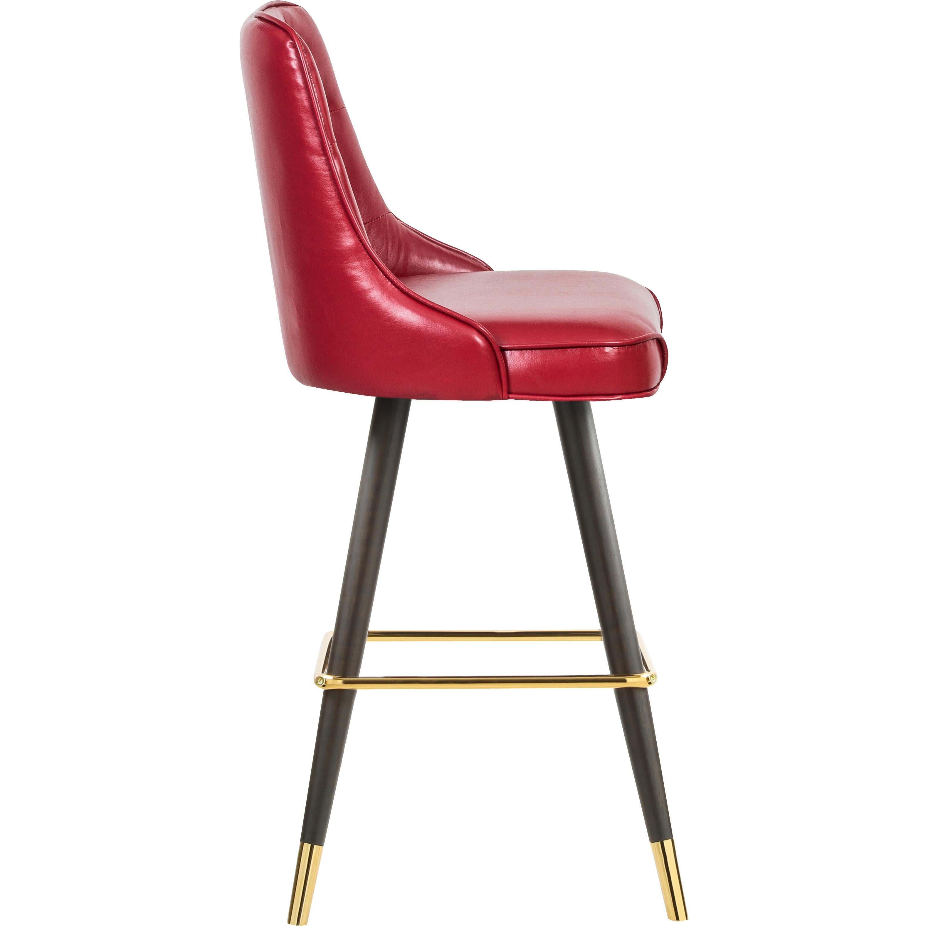Meridian Portnoy Red Vegan Leather Counter/Bar Stool