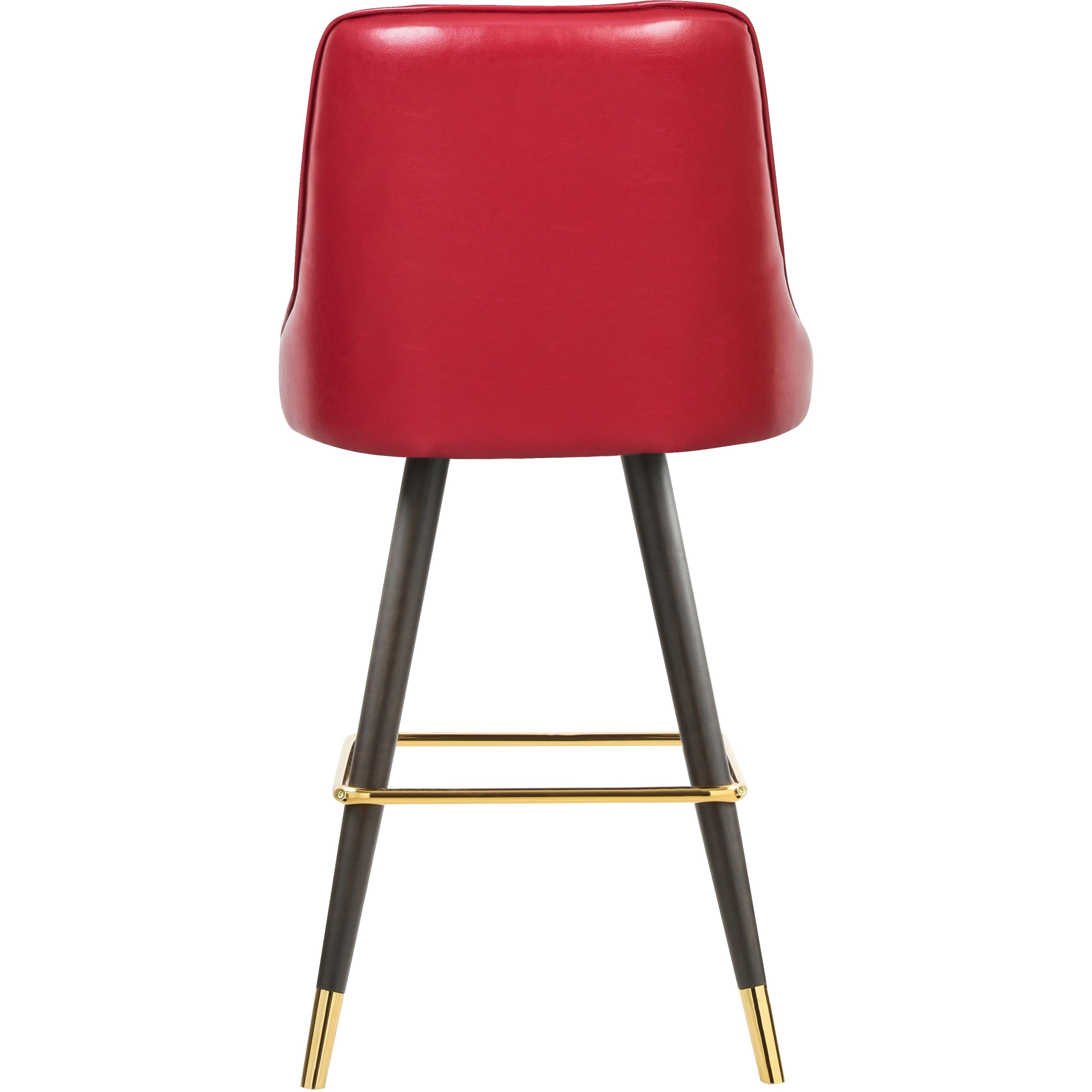 Meridian Portnoy Red Vegan Leather Counter/Bar Stool