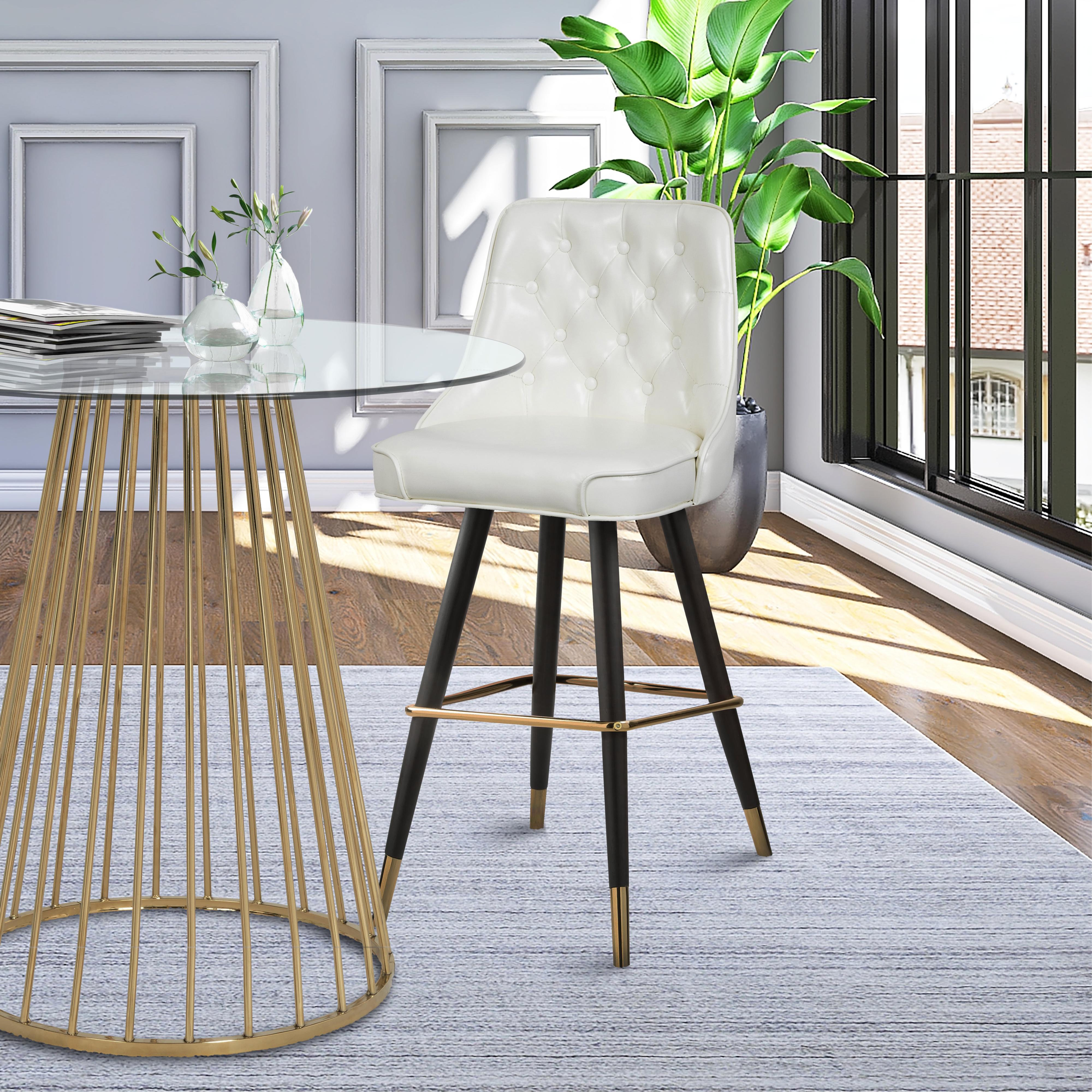 Meridian Portnoy White Vegan Leather Counter/Bar Stool