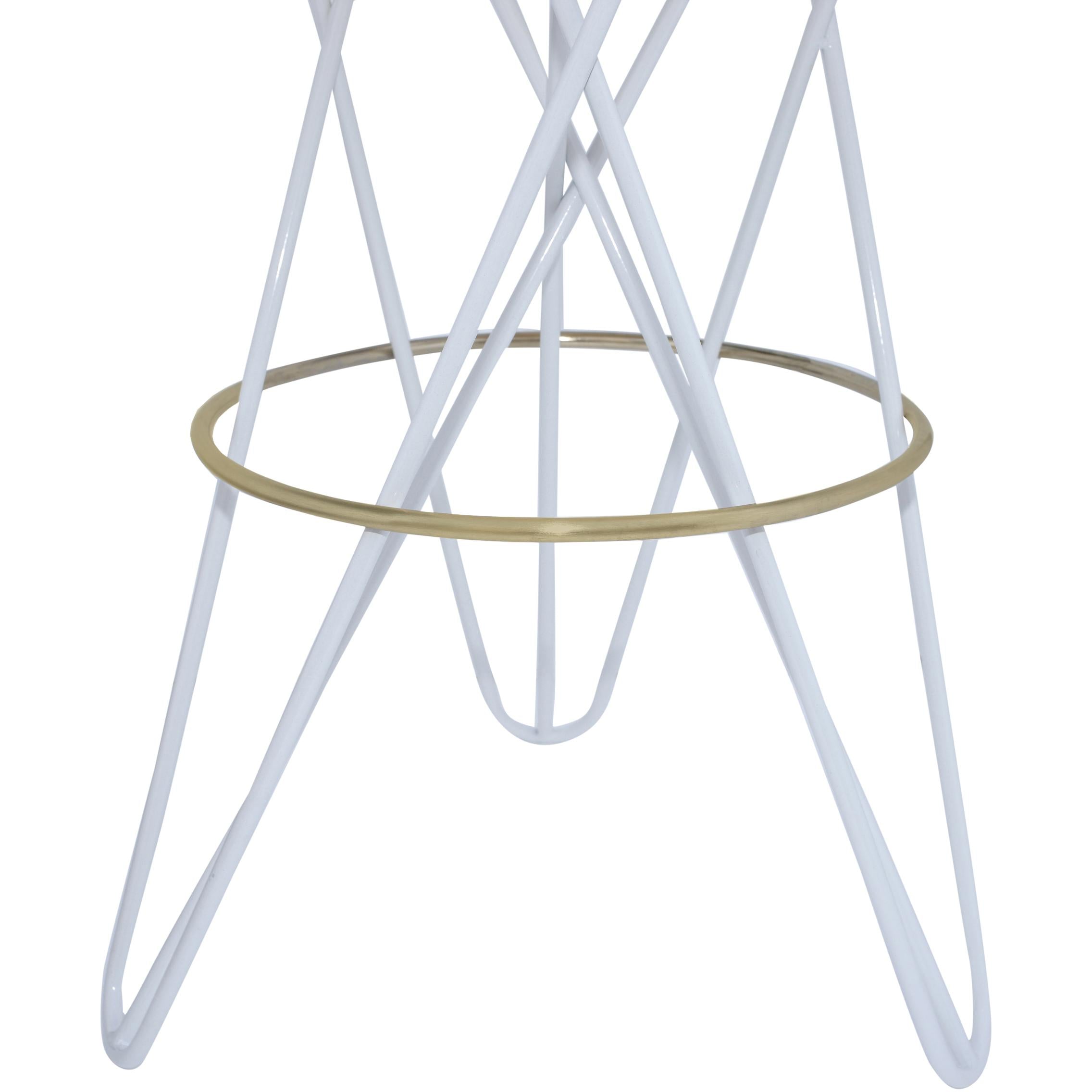Meridian Mercury White Iron Bar Stool
