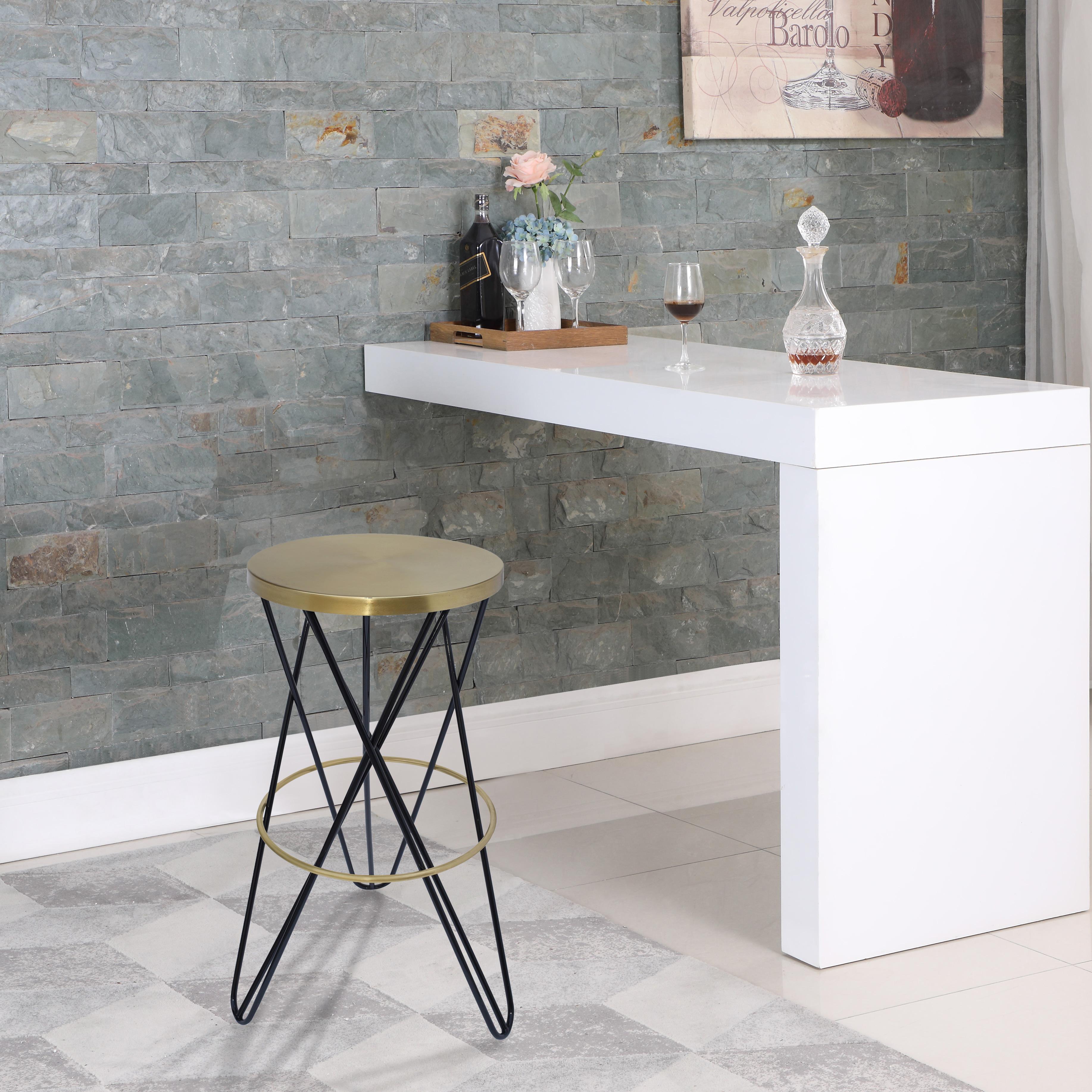 Meridian Mercury Black Iron Bar Stool