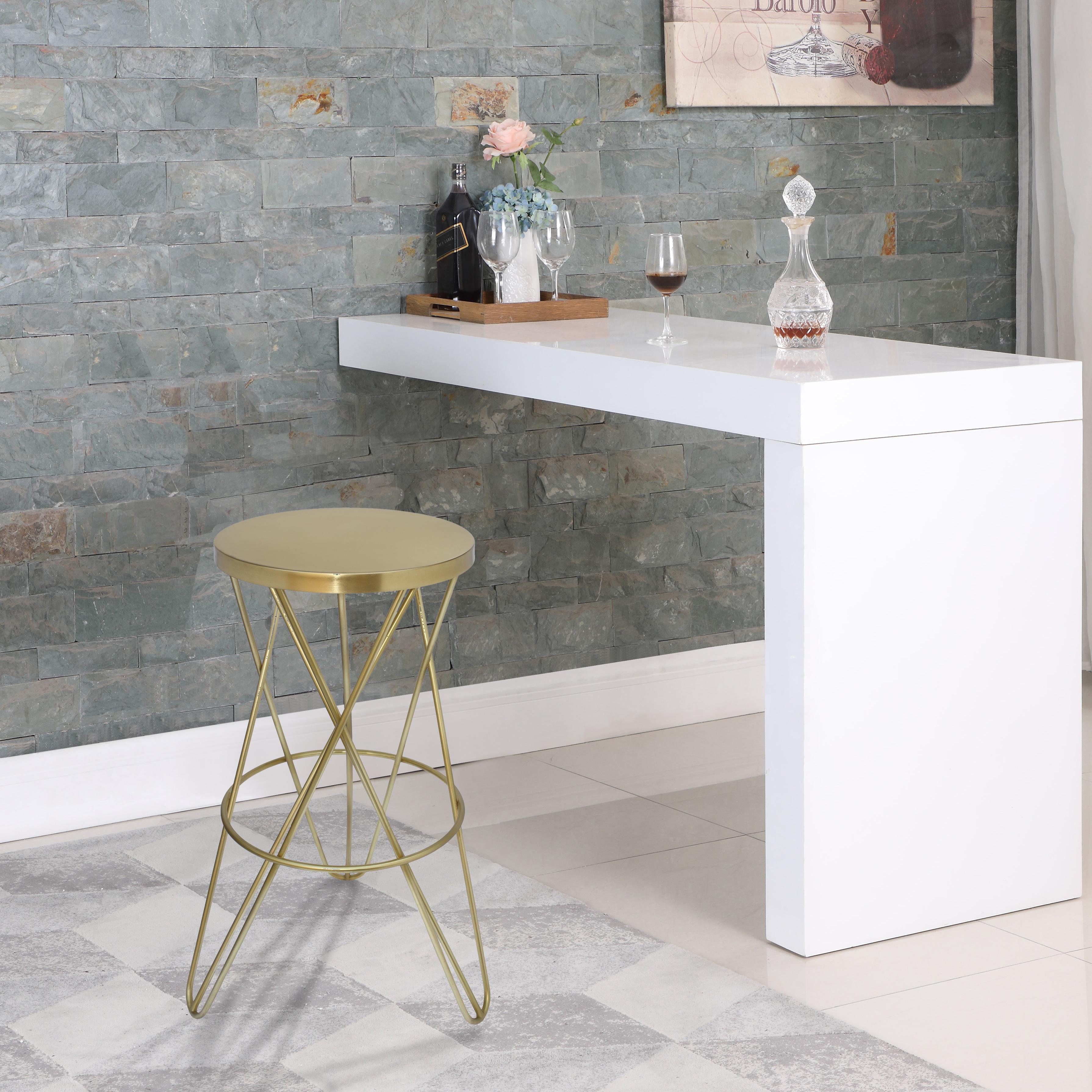 Meridian Mercury Gold Iron Bar Stool
