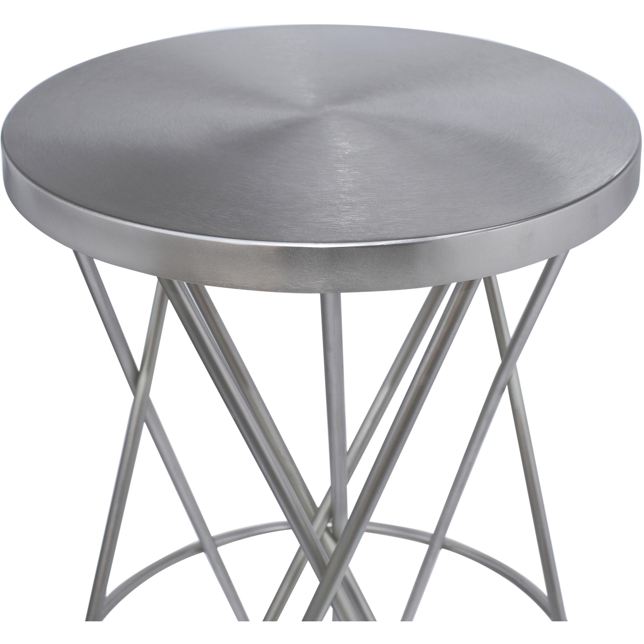 Meridian Mercury Silver Iron Bar Stool